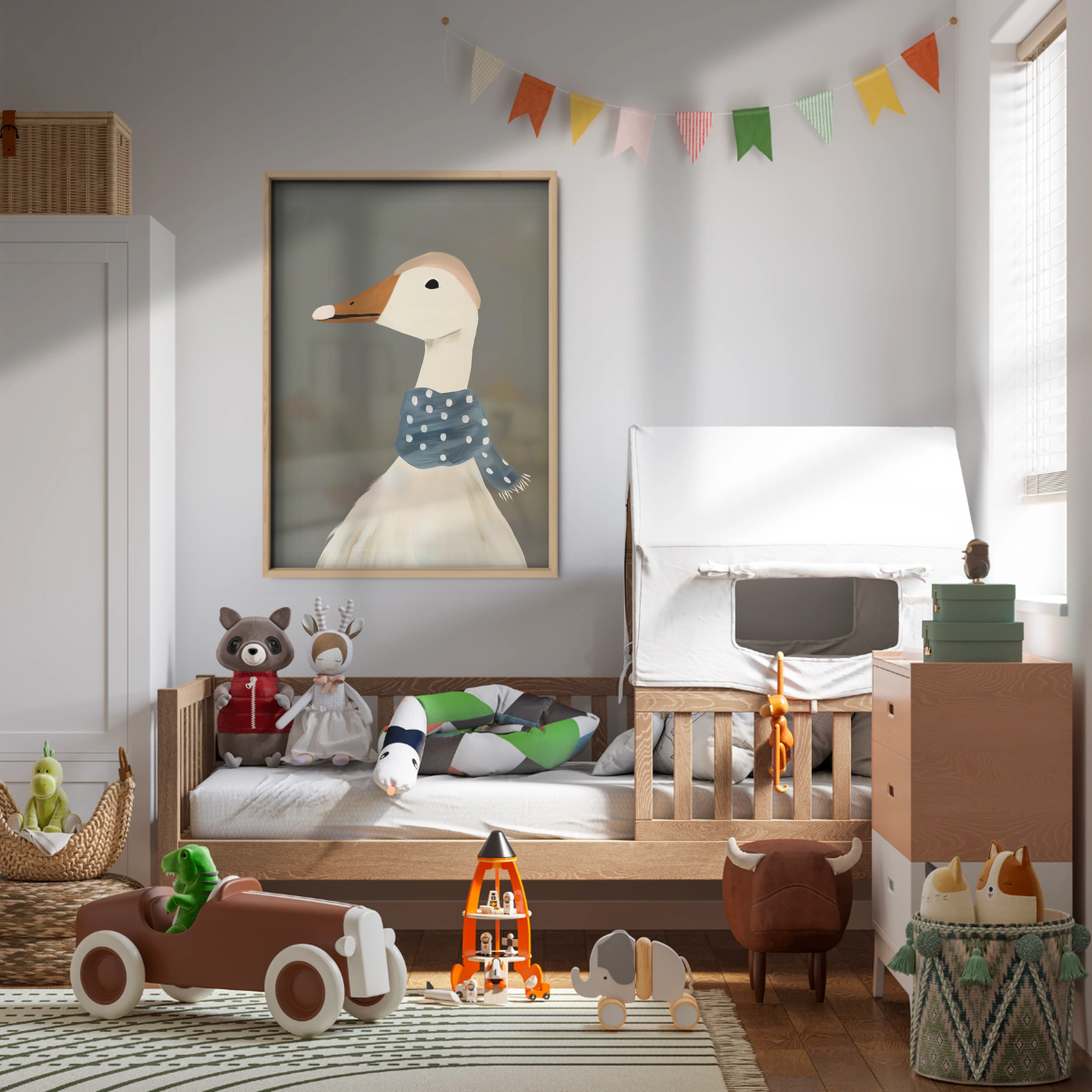 Goose in a Scarf Nursery Print