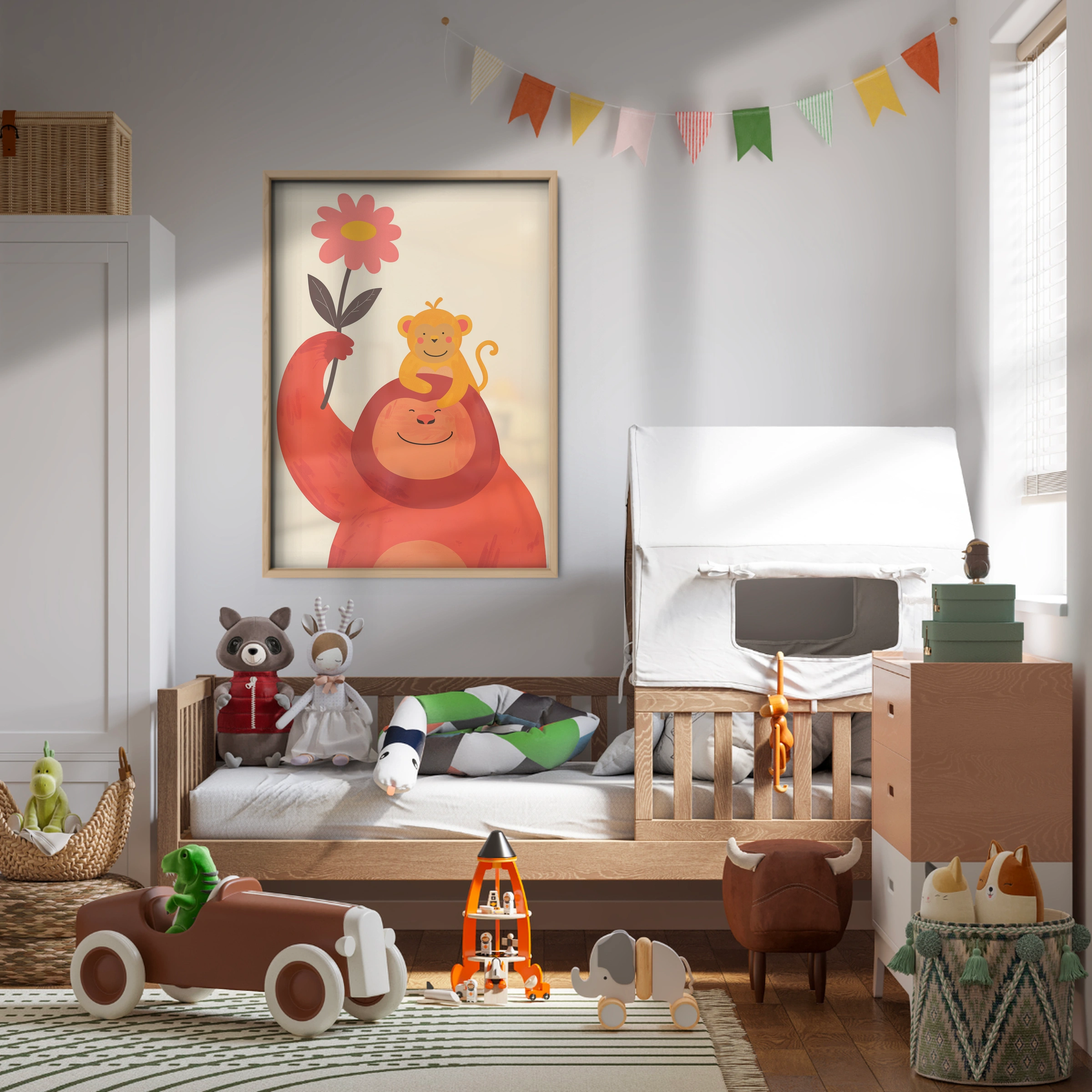 Gorilla and Monkey Nursery Print