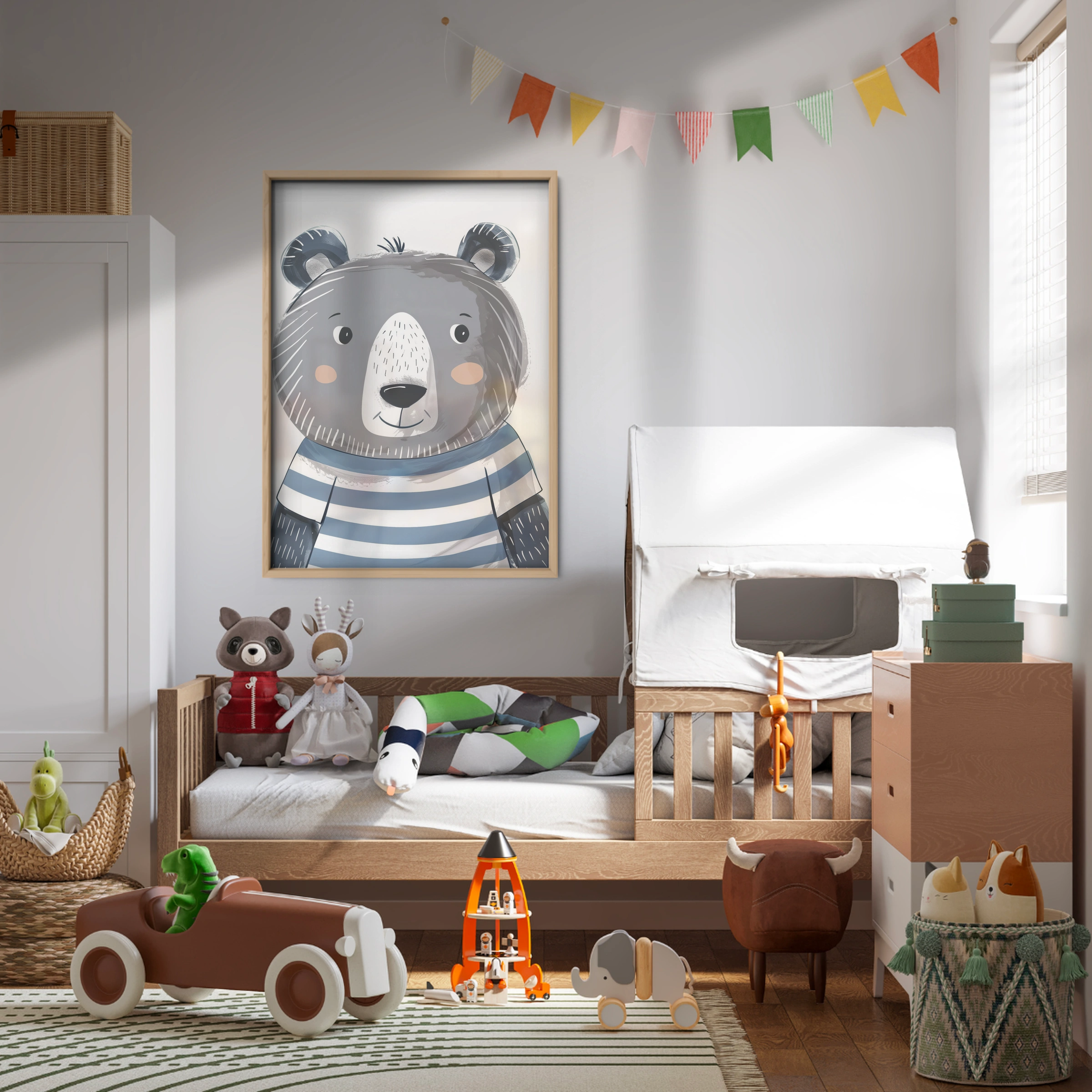 Grey Bear Nursery Print