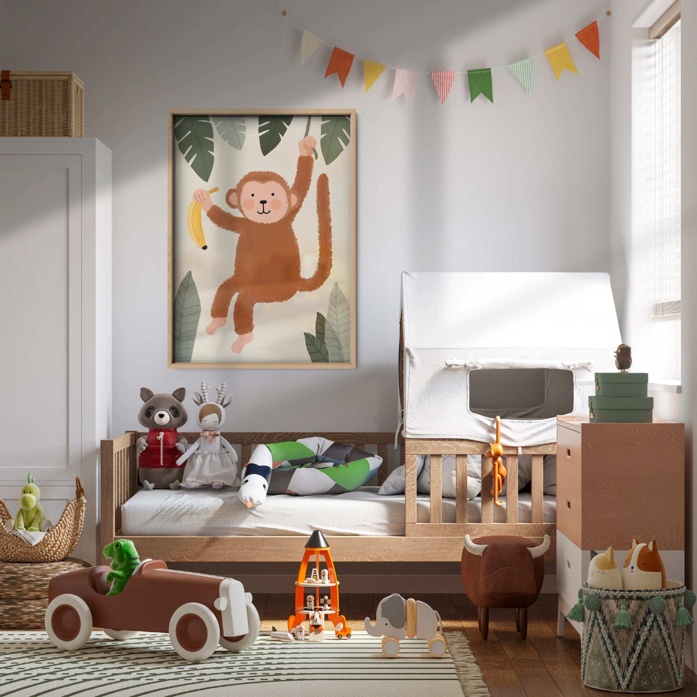 Hanging Monkey Nursery Print