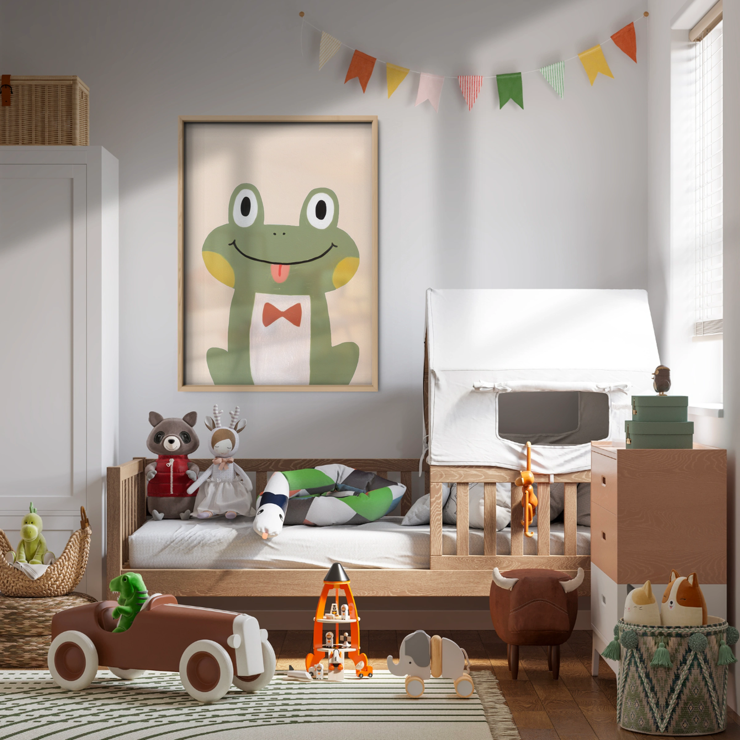 Happy Green Frog Nursery Print
