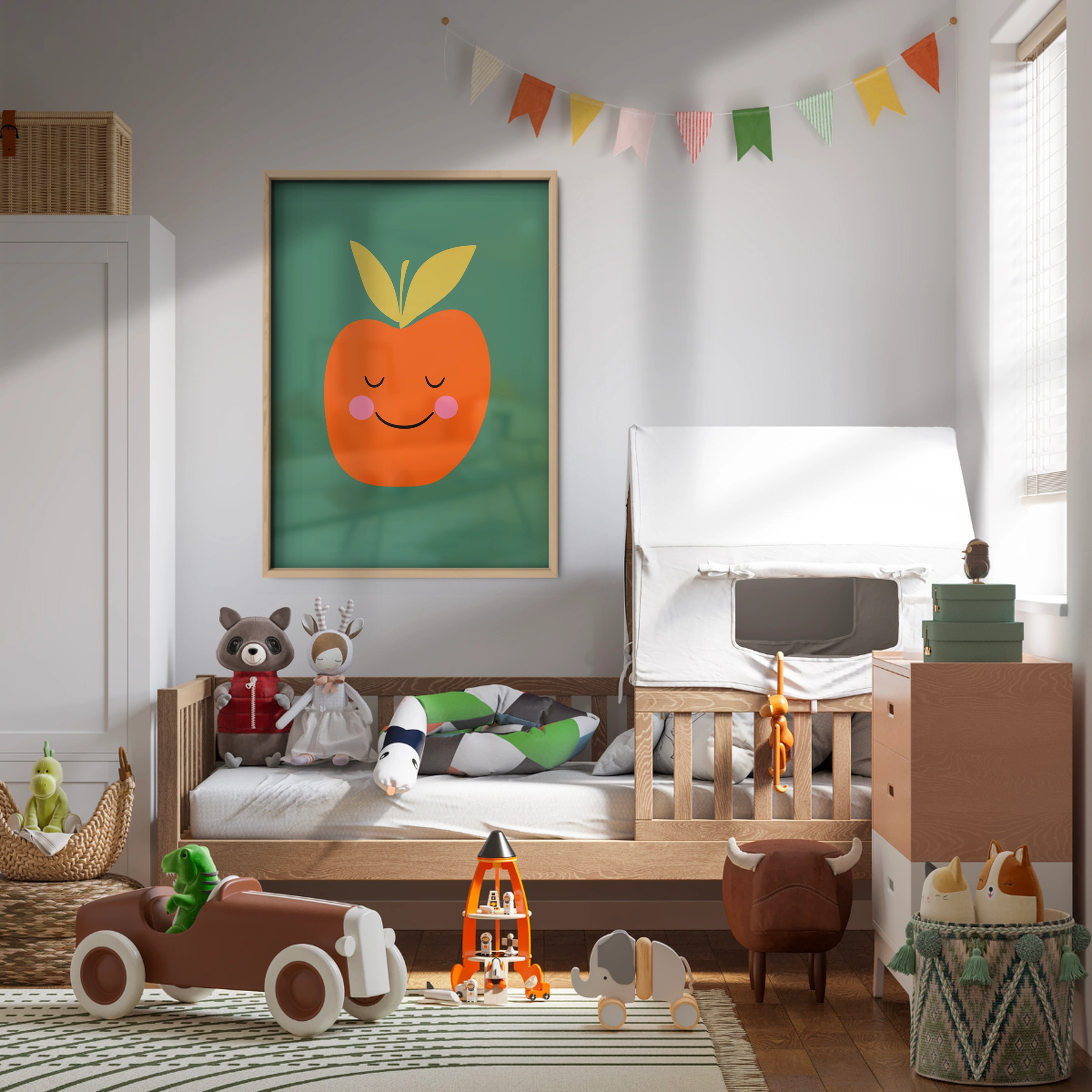 Happy Orange Nursery Print