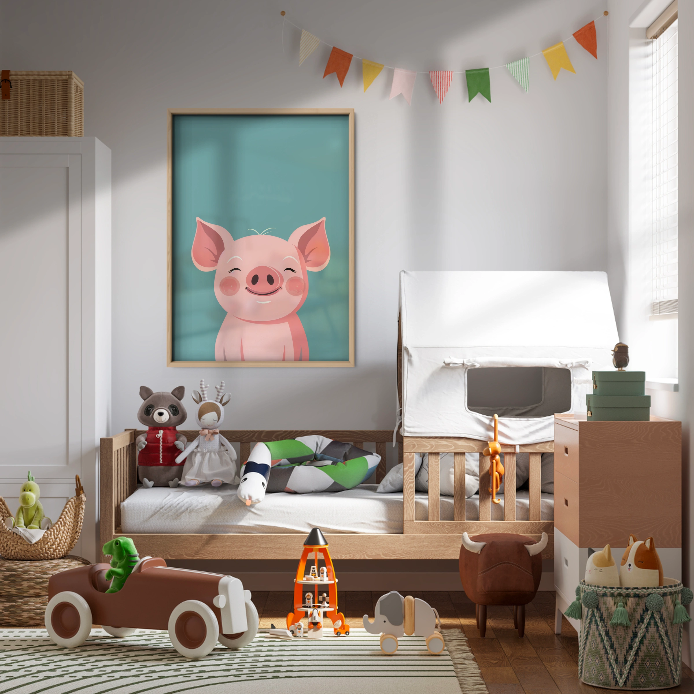 Happy Pig Nursery Print