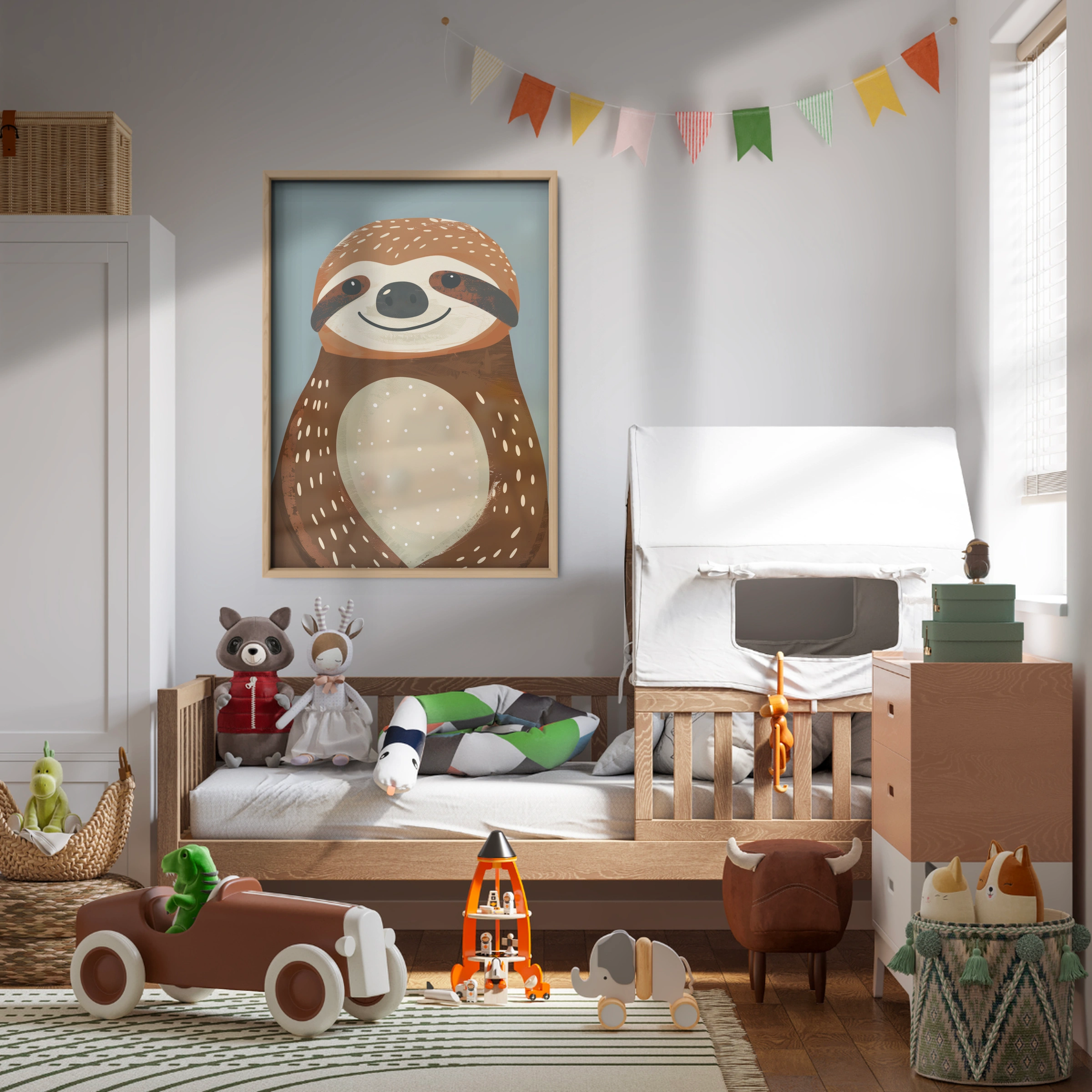 Happy Sloth Nursery Print