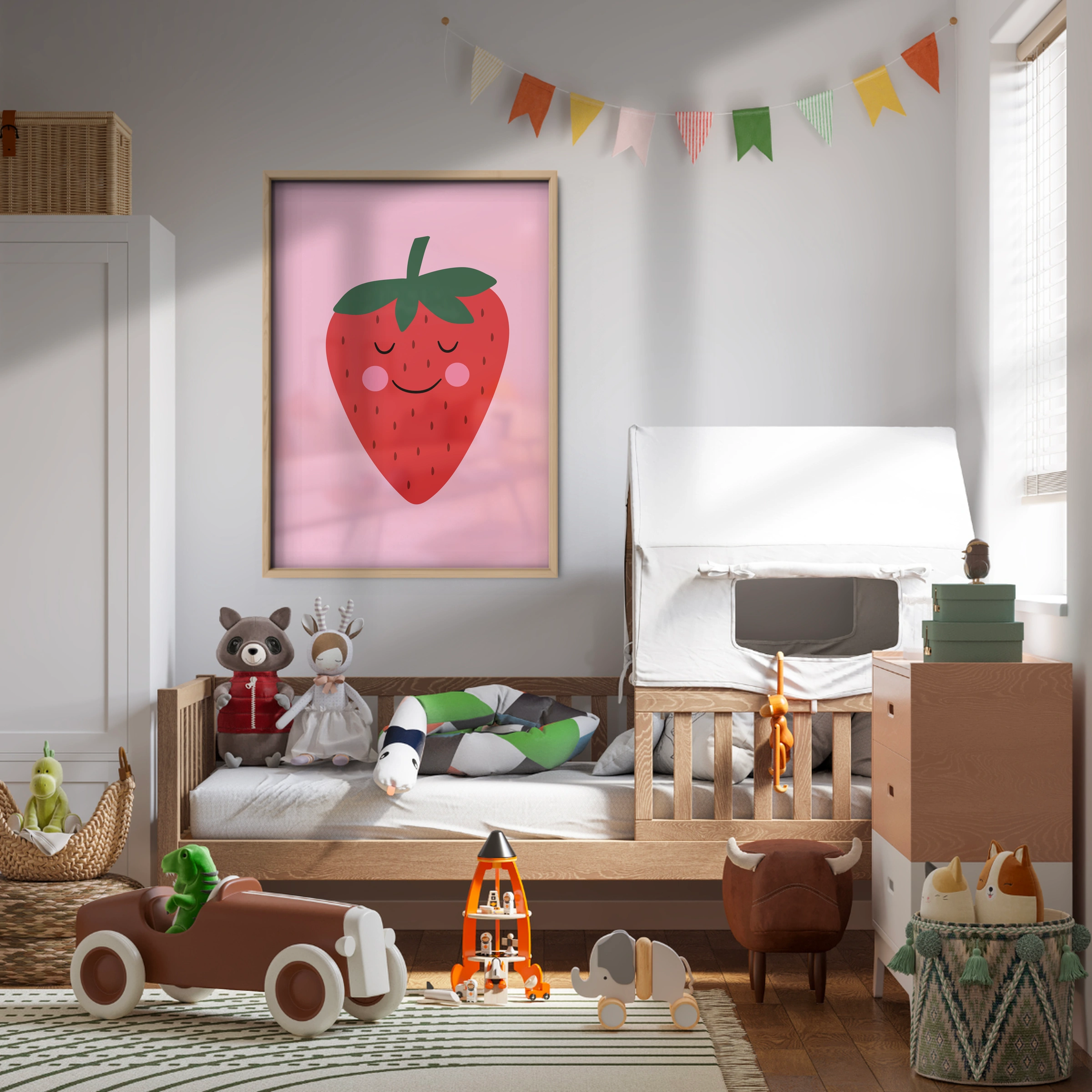 Happy Strawberry Nursery Print