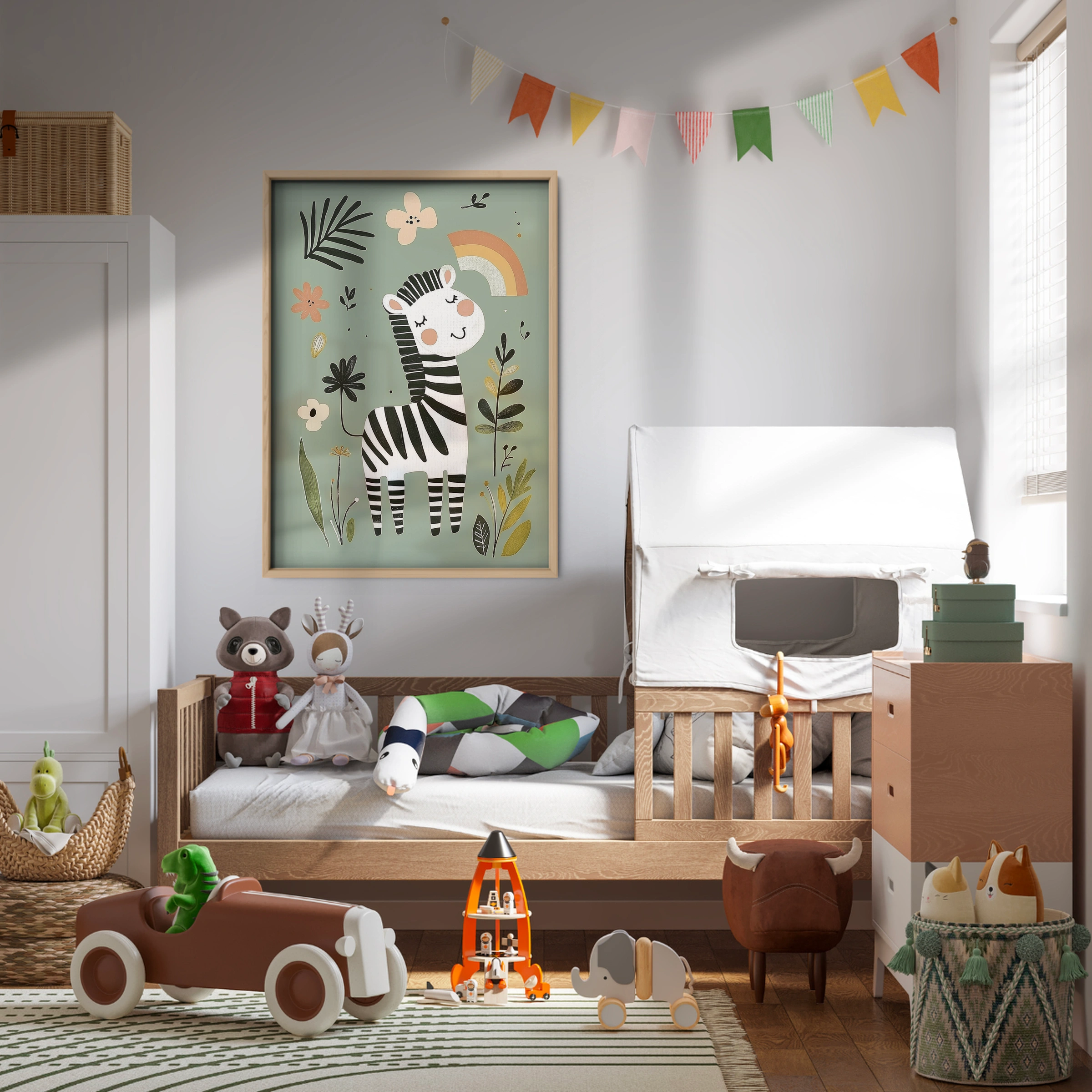 Happy Zebra Nursery Print