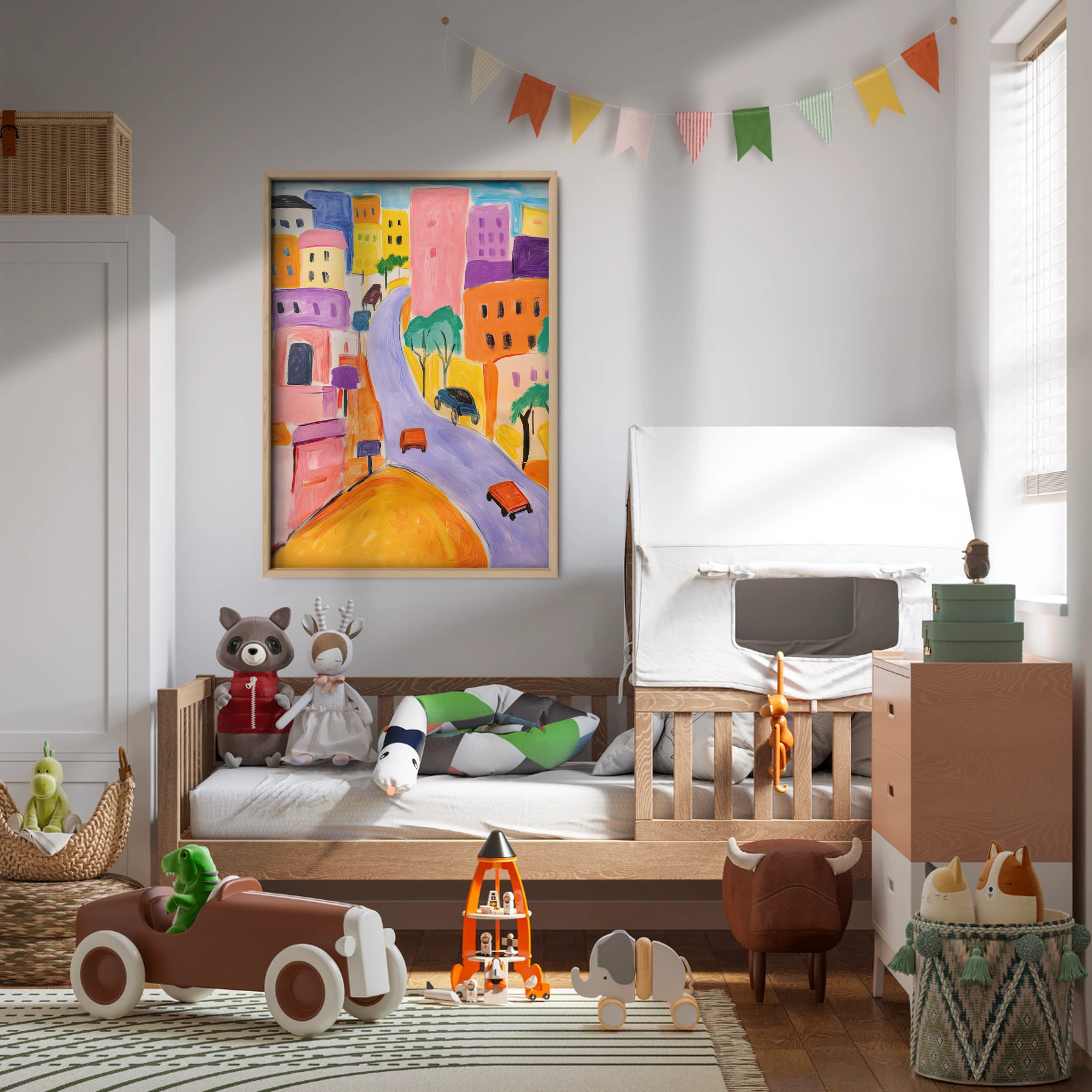 Hillside Town Nursery Print