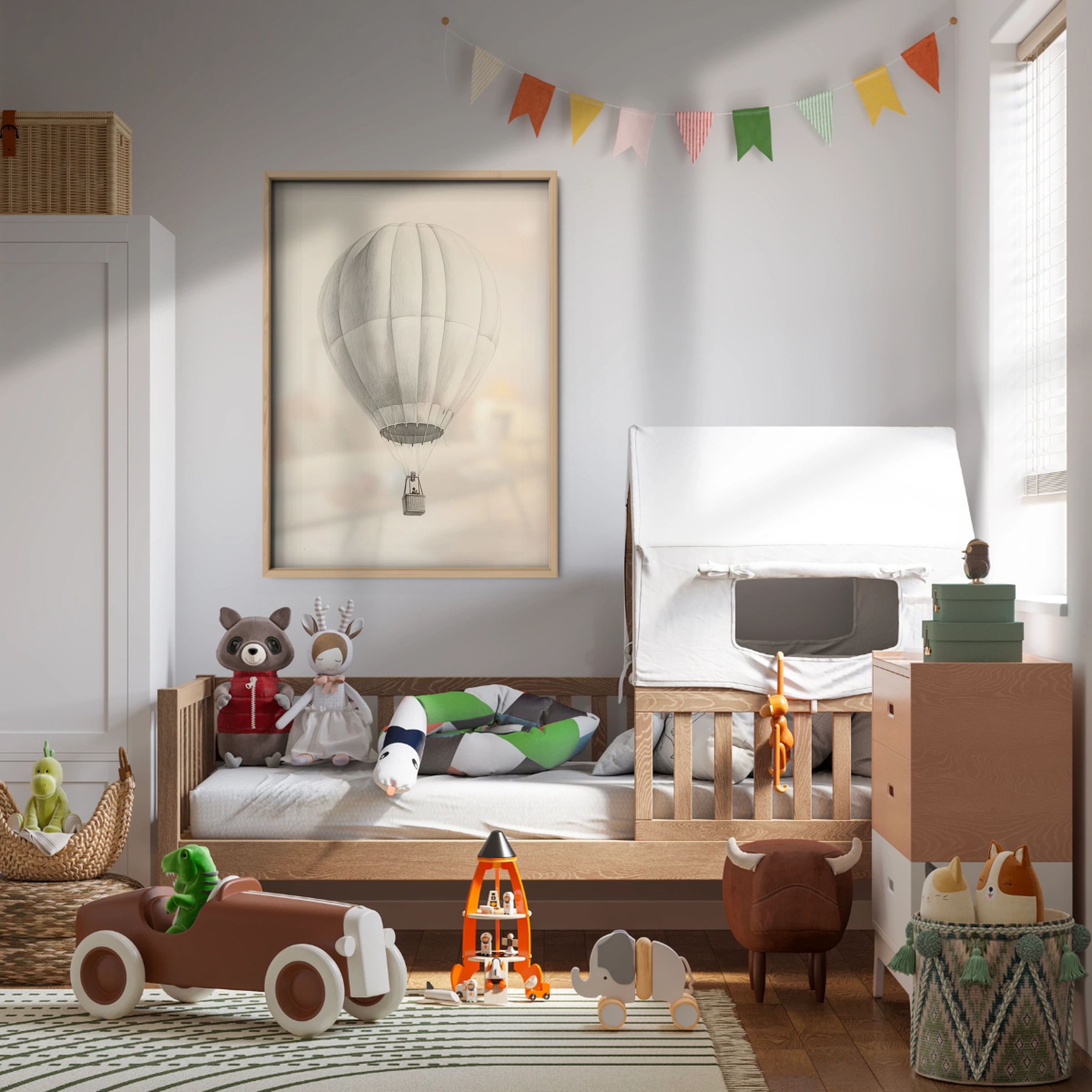 Hot Air Balloon Sketch Nursery Print