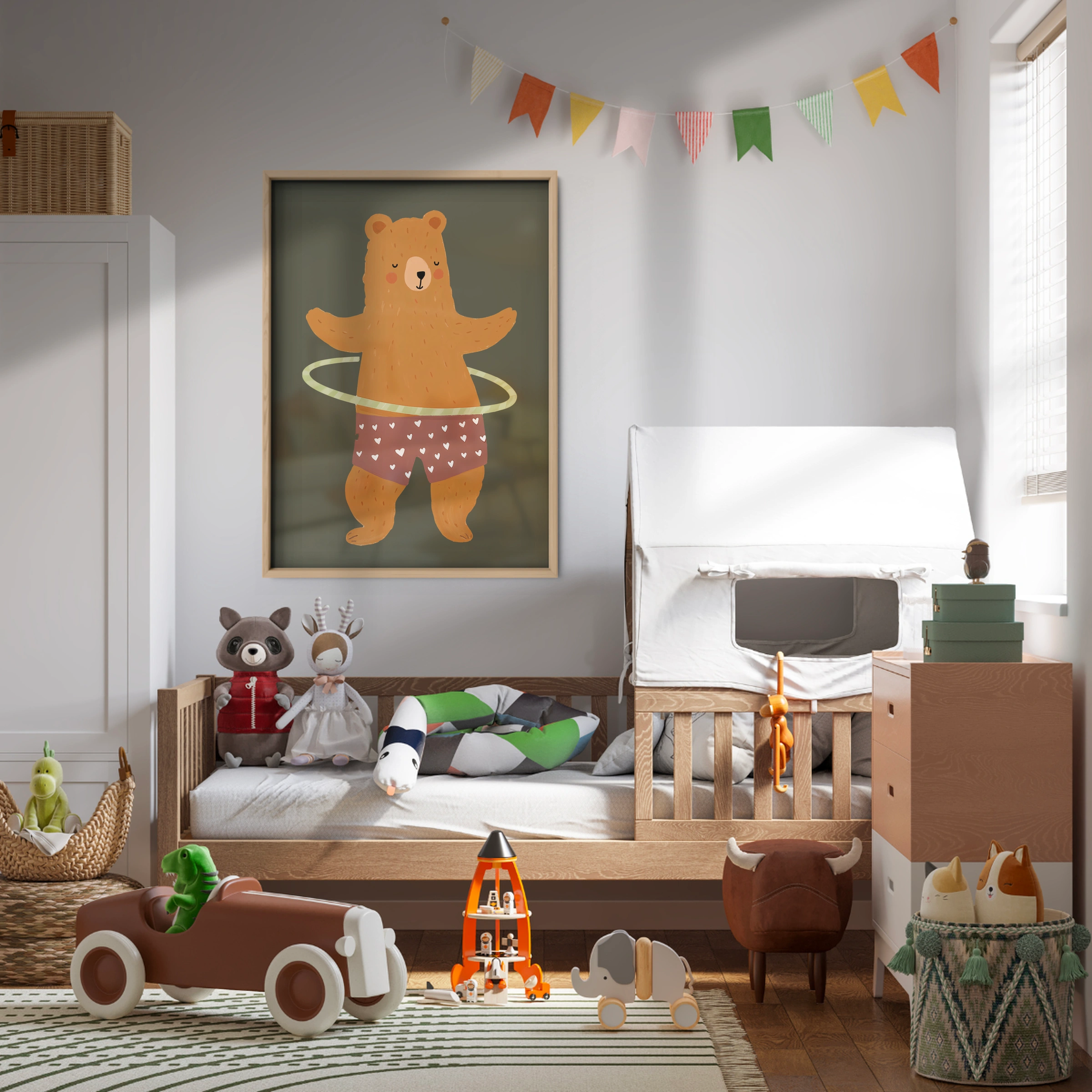 Hula Hoop Bear Nursery Print