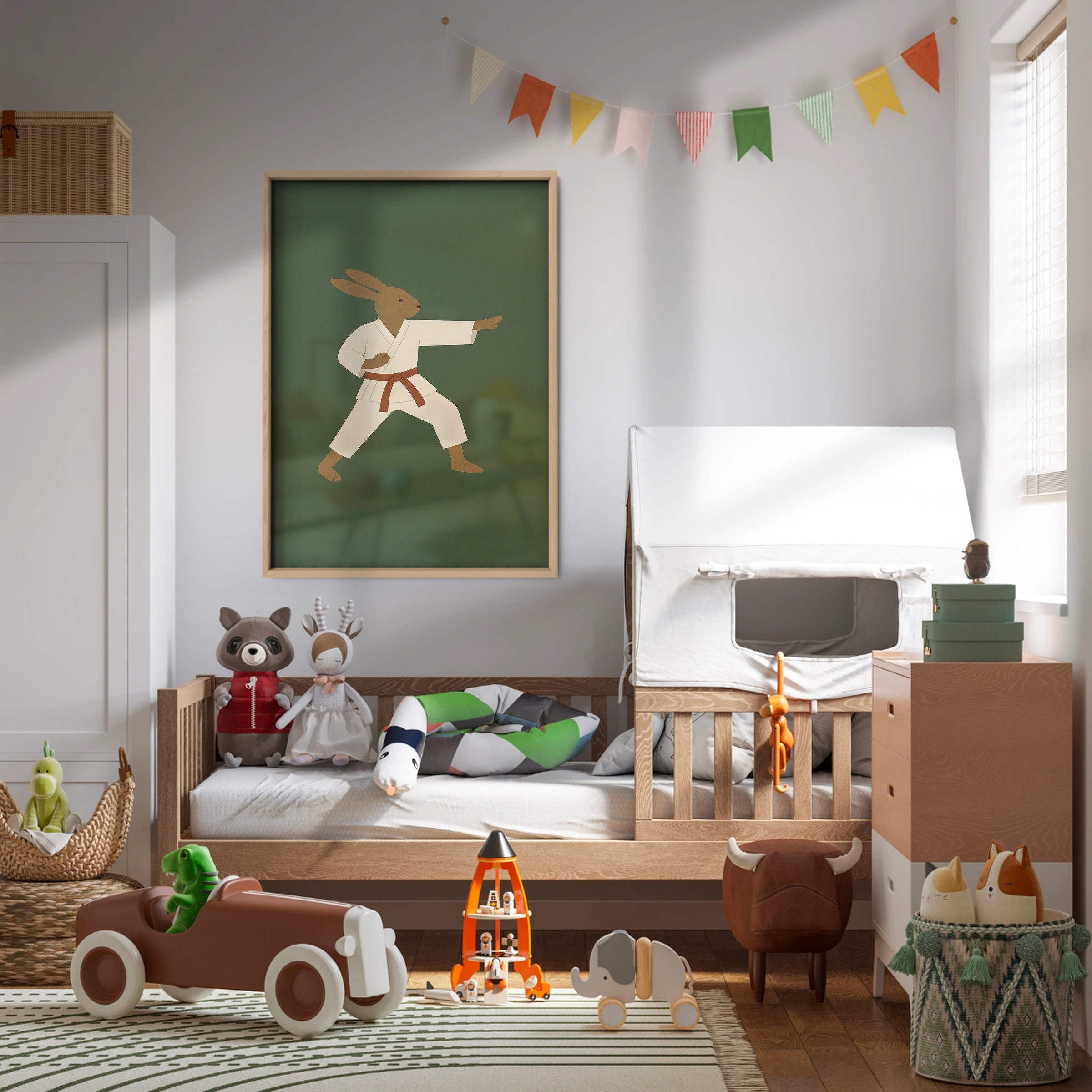 Karate Rabbit Nursery Print