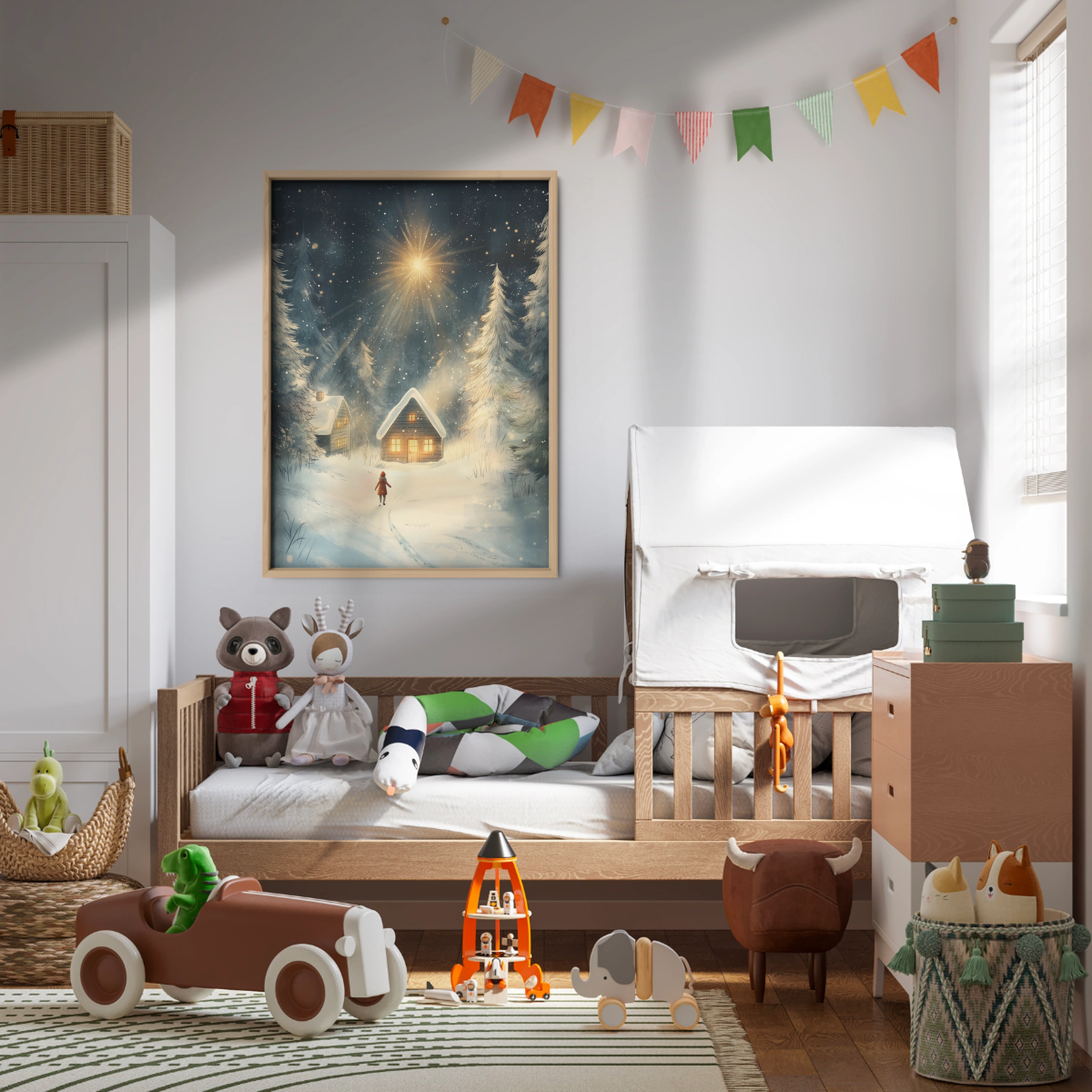 Lantern Cabin Christmas Print