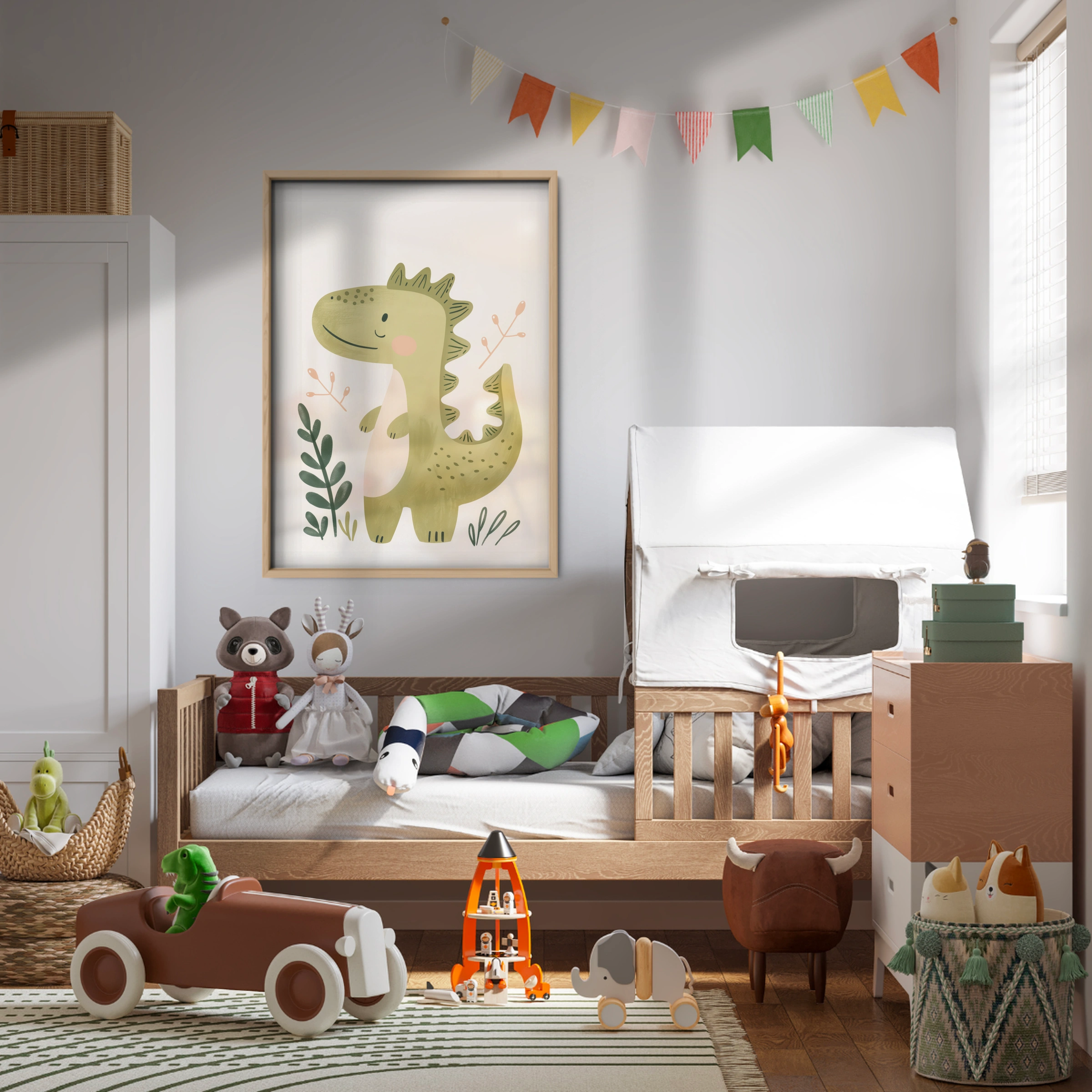 Leafy Green Dragon Nursery Print