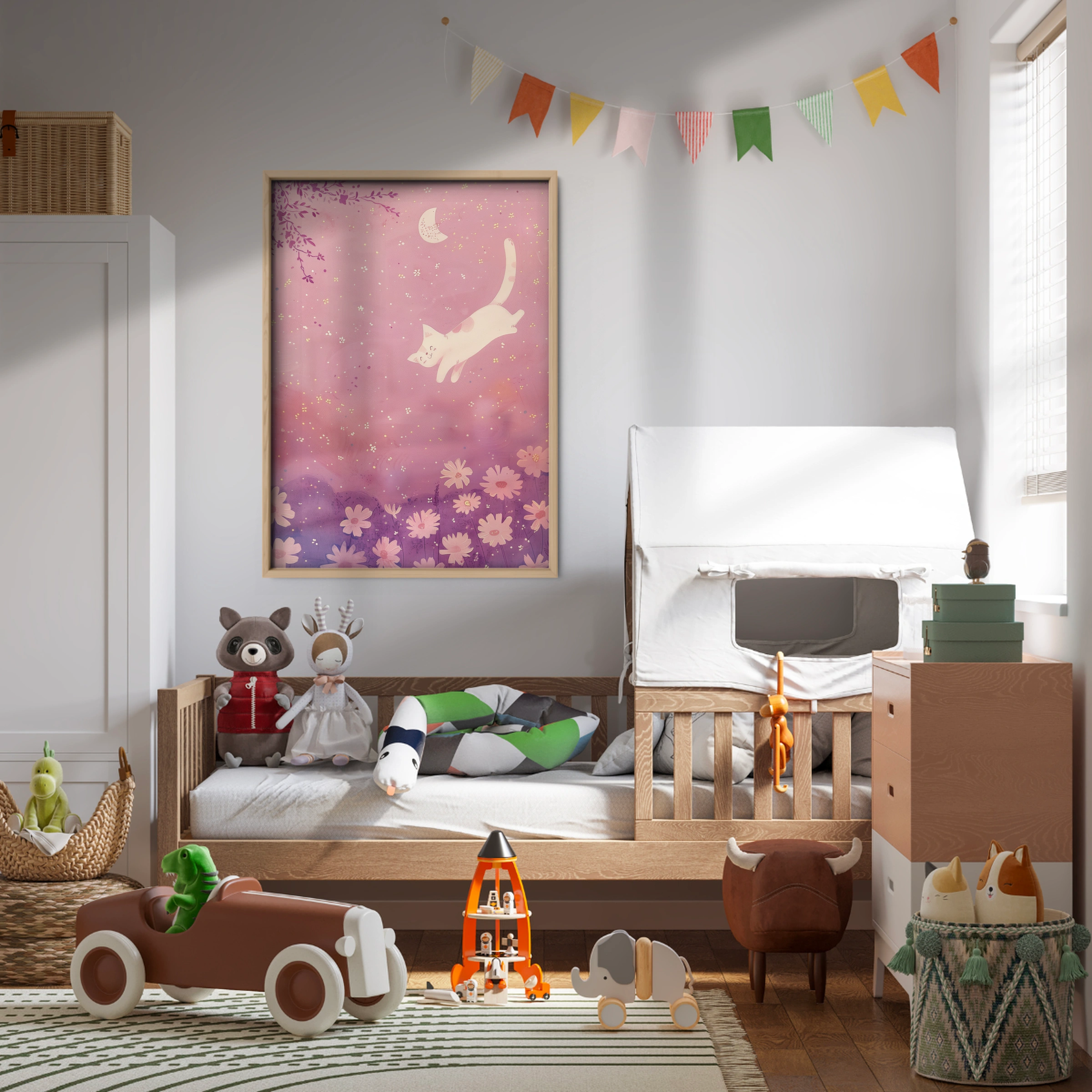 Leaping Cat Nursery Print