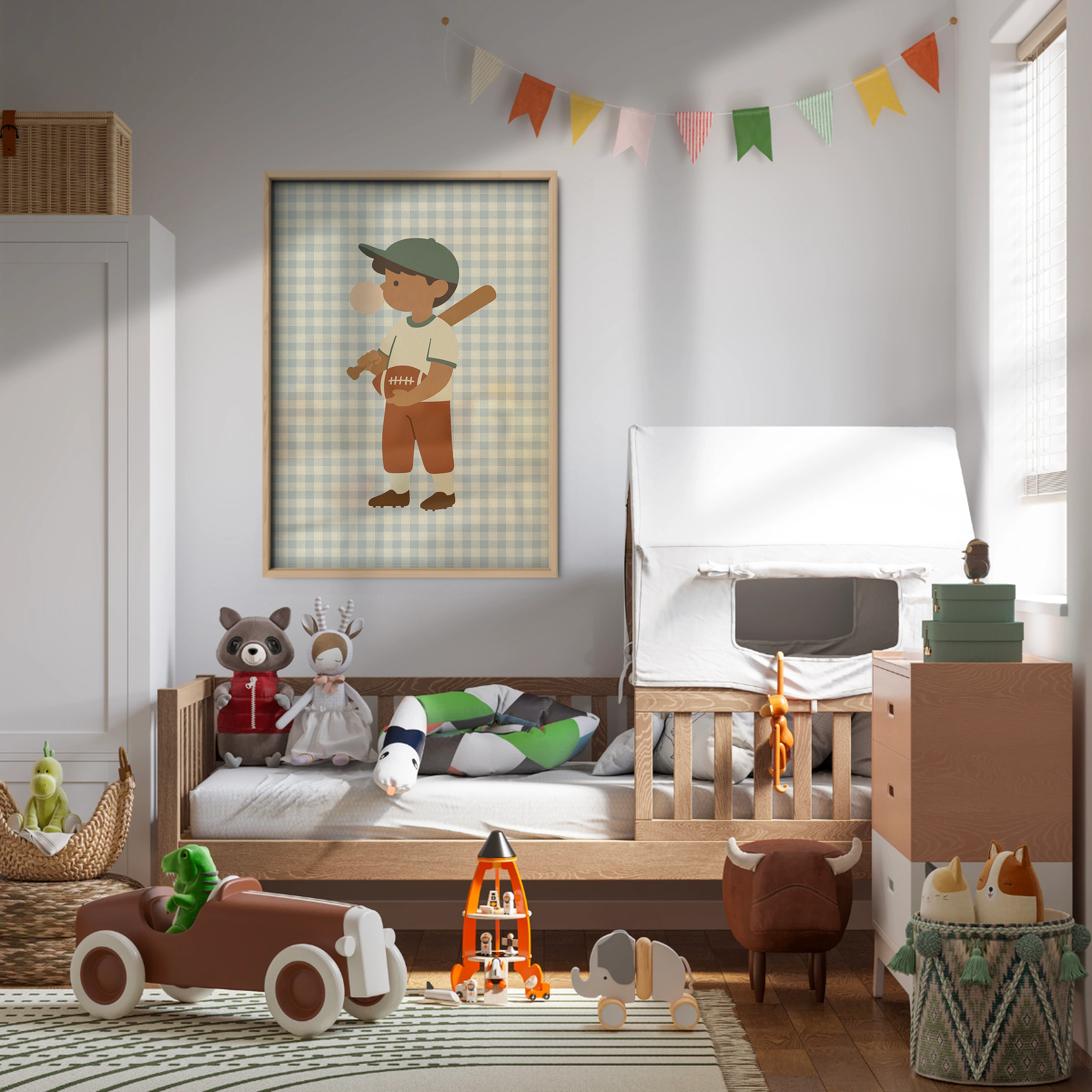 Little Baseball Player Nursery Print