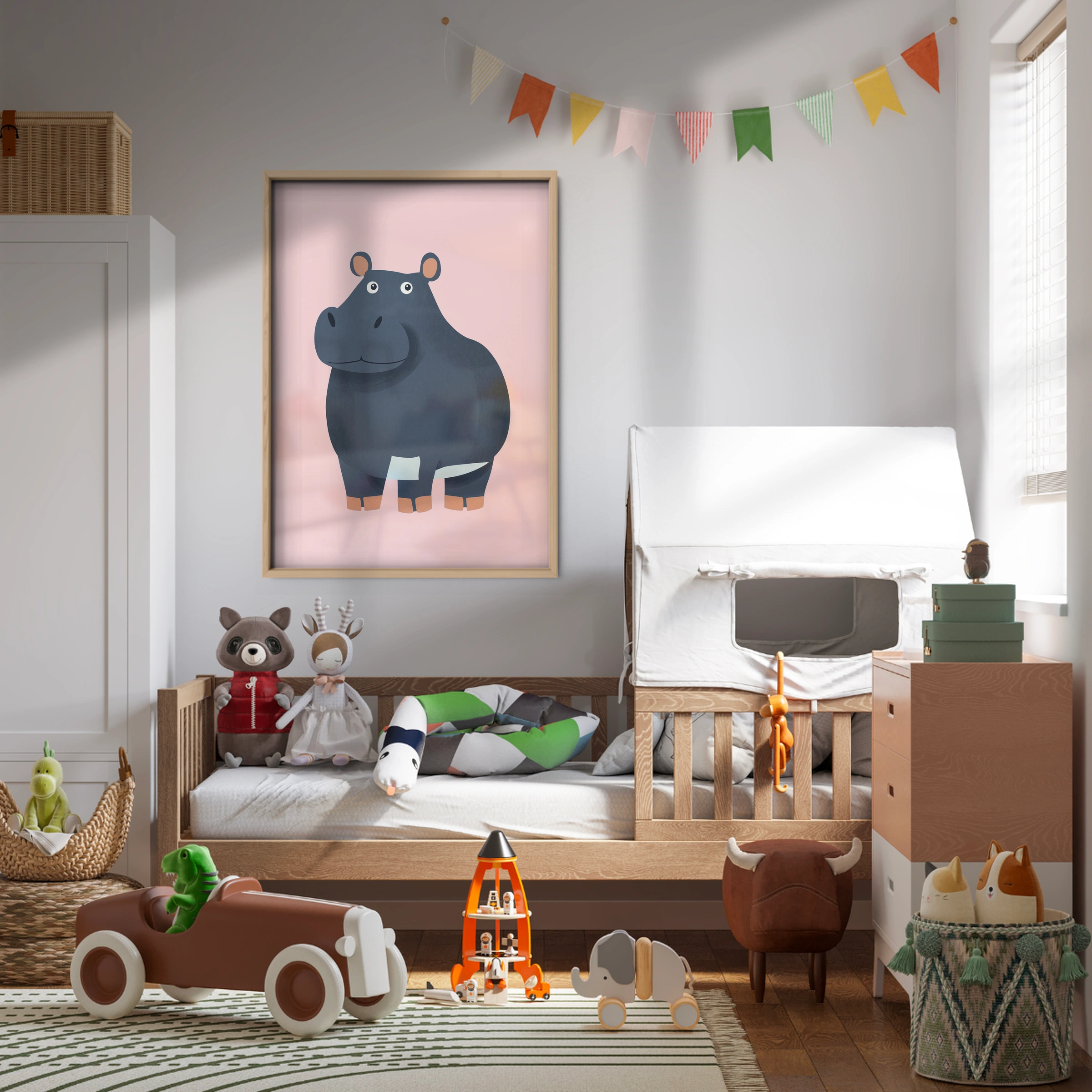 Little Hippo Nursery Print