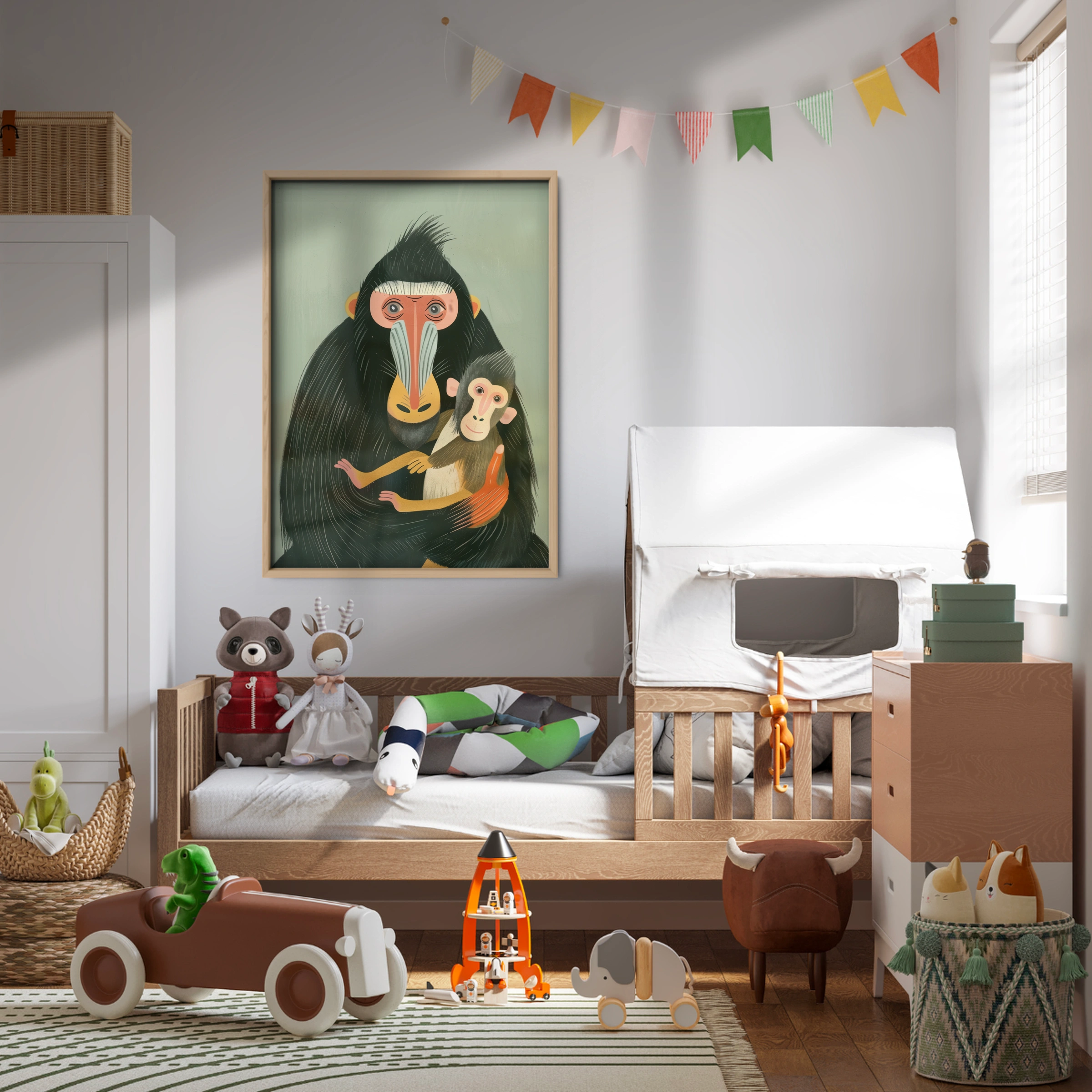 Mandrill and Baby Nursery Print