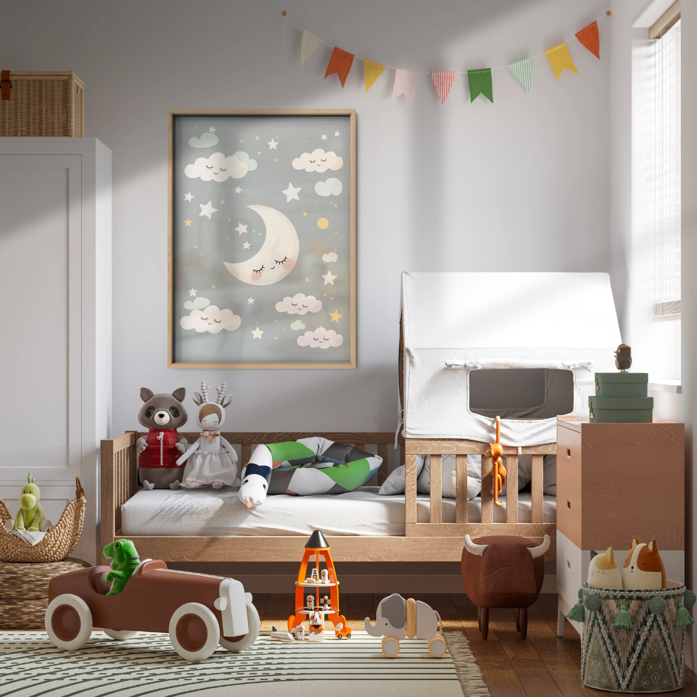 Moon and Clouds Nursery Print