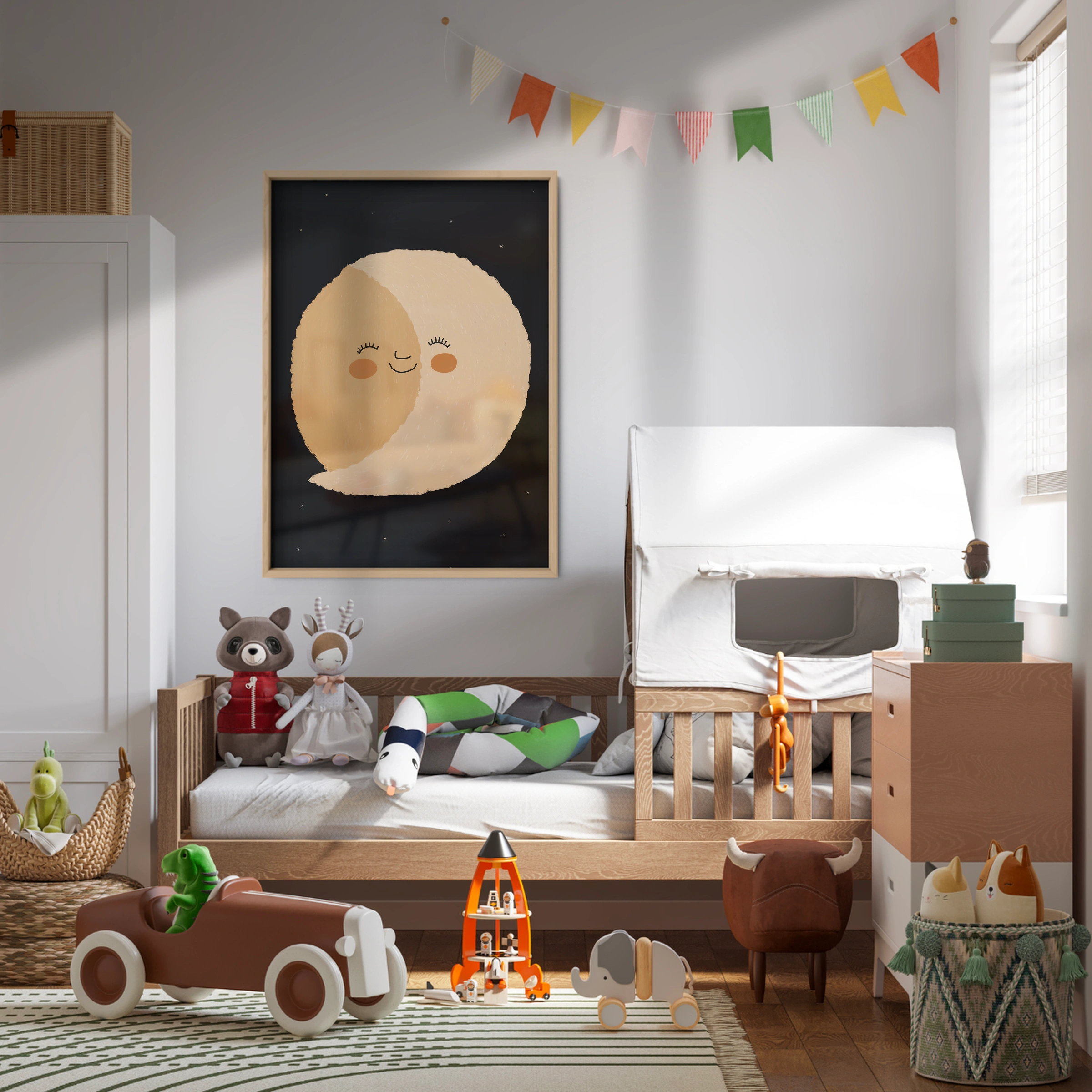 Moon Face Nursery Print