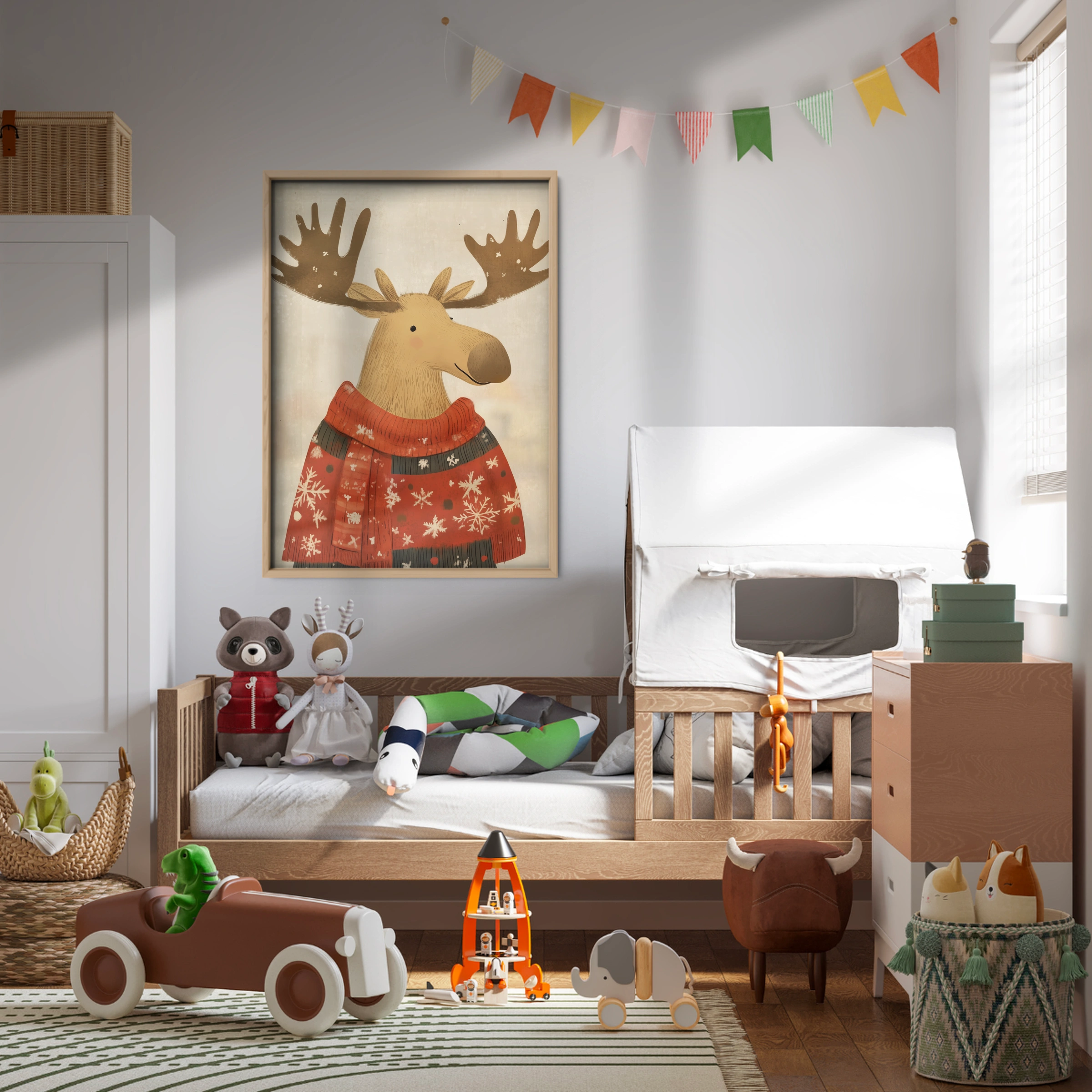 Moose in a Sweater Christmas Print