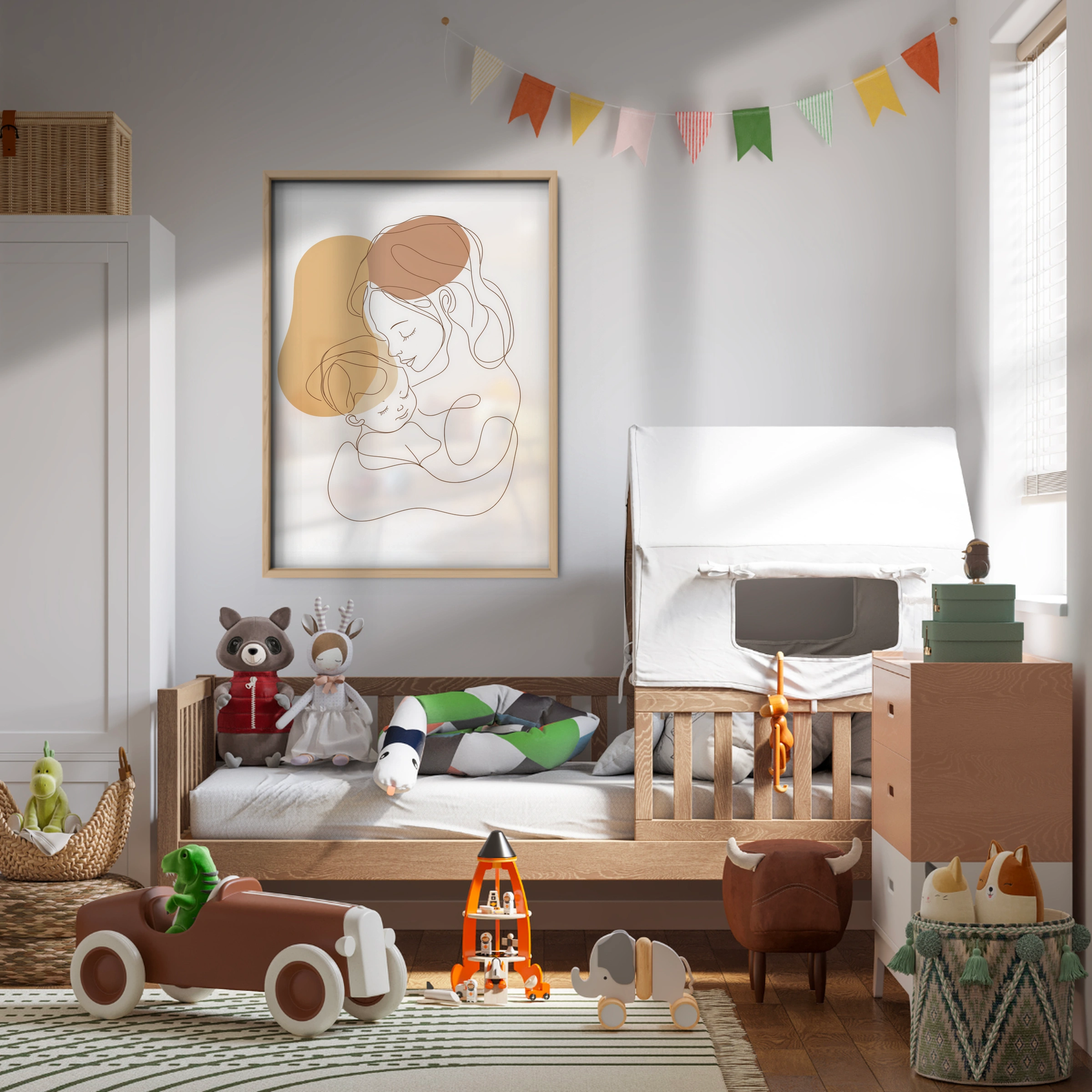 Mother Cradling Baby Nursery Print