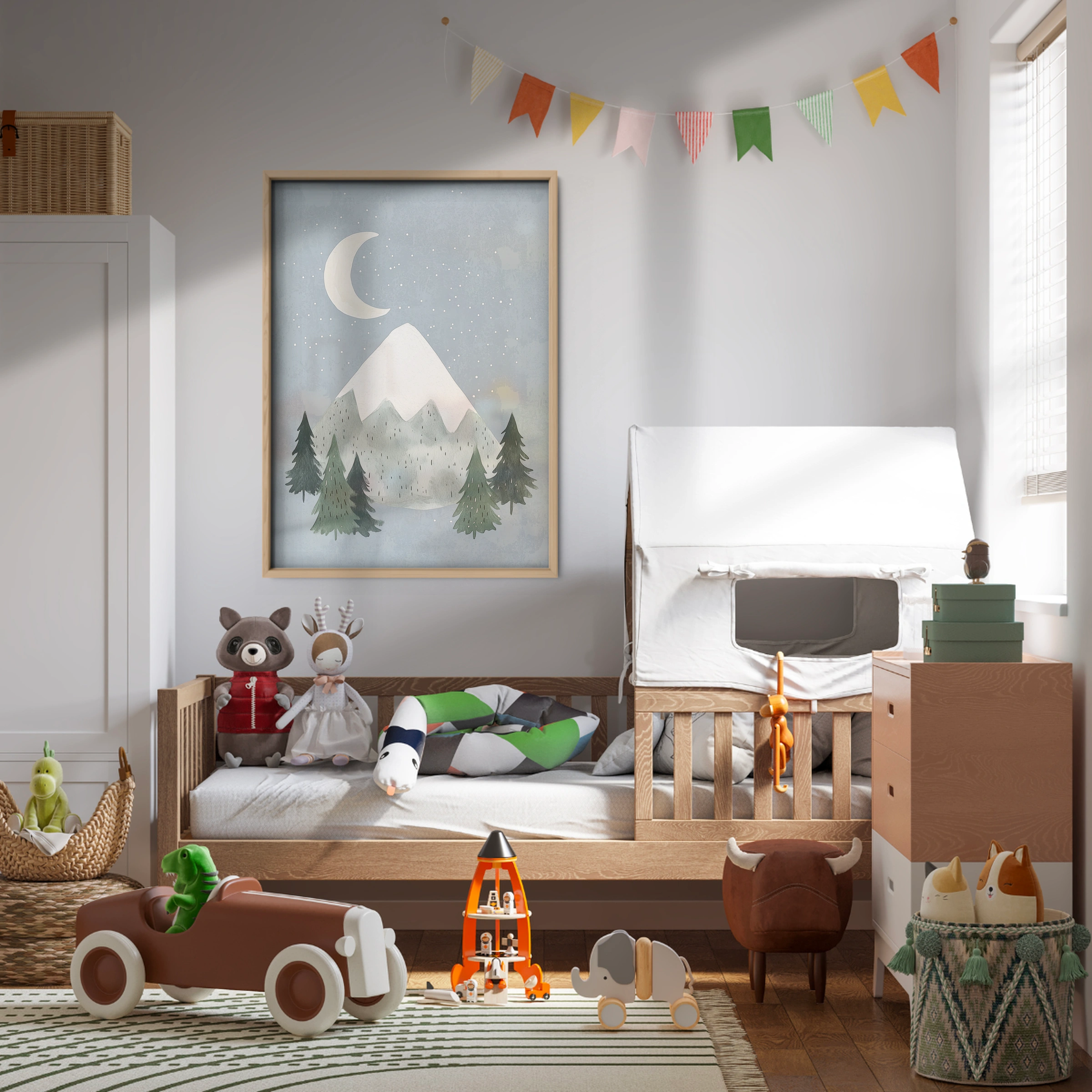Mountain Moon Nursery Print
