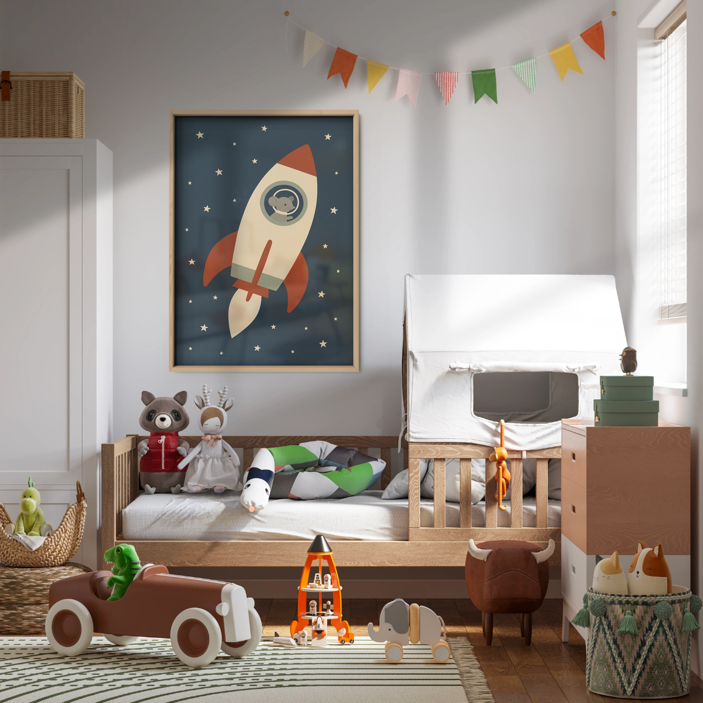 Mouse in a Rocket Nursery Print