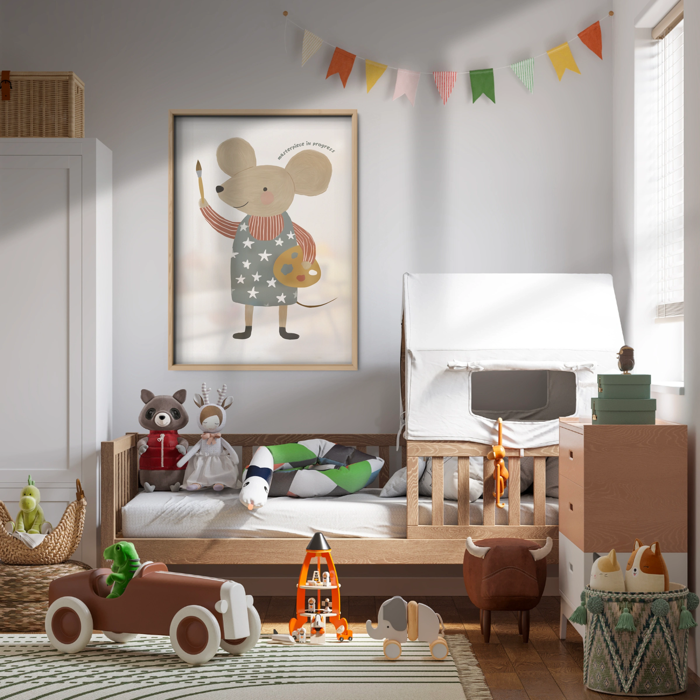 Mouse in Blue Nursery Print