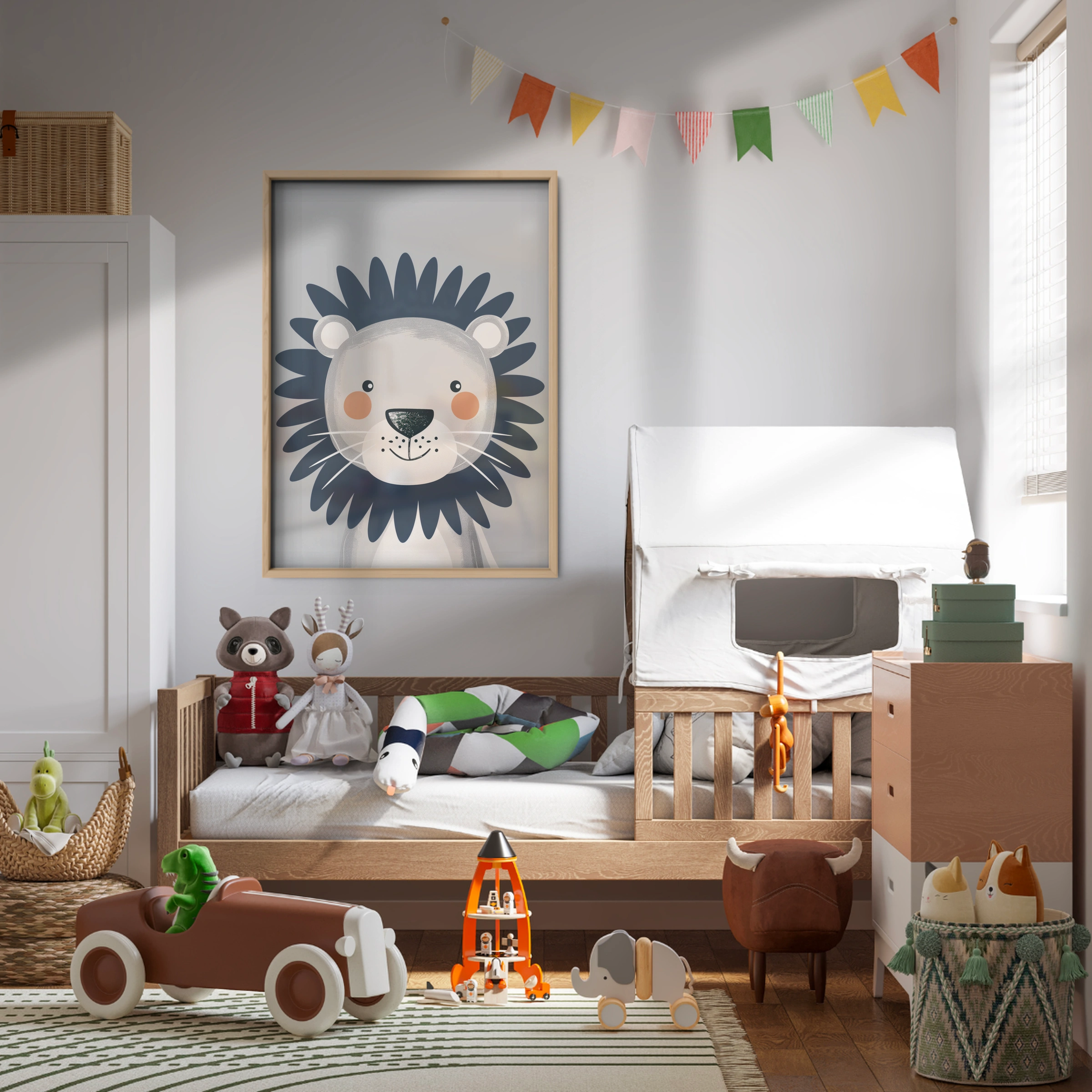 Navy Lion Nursery Print