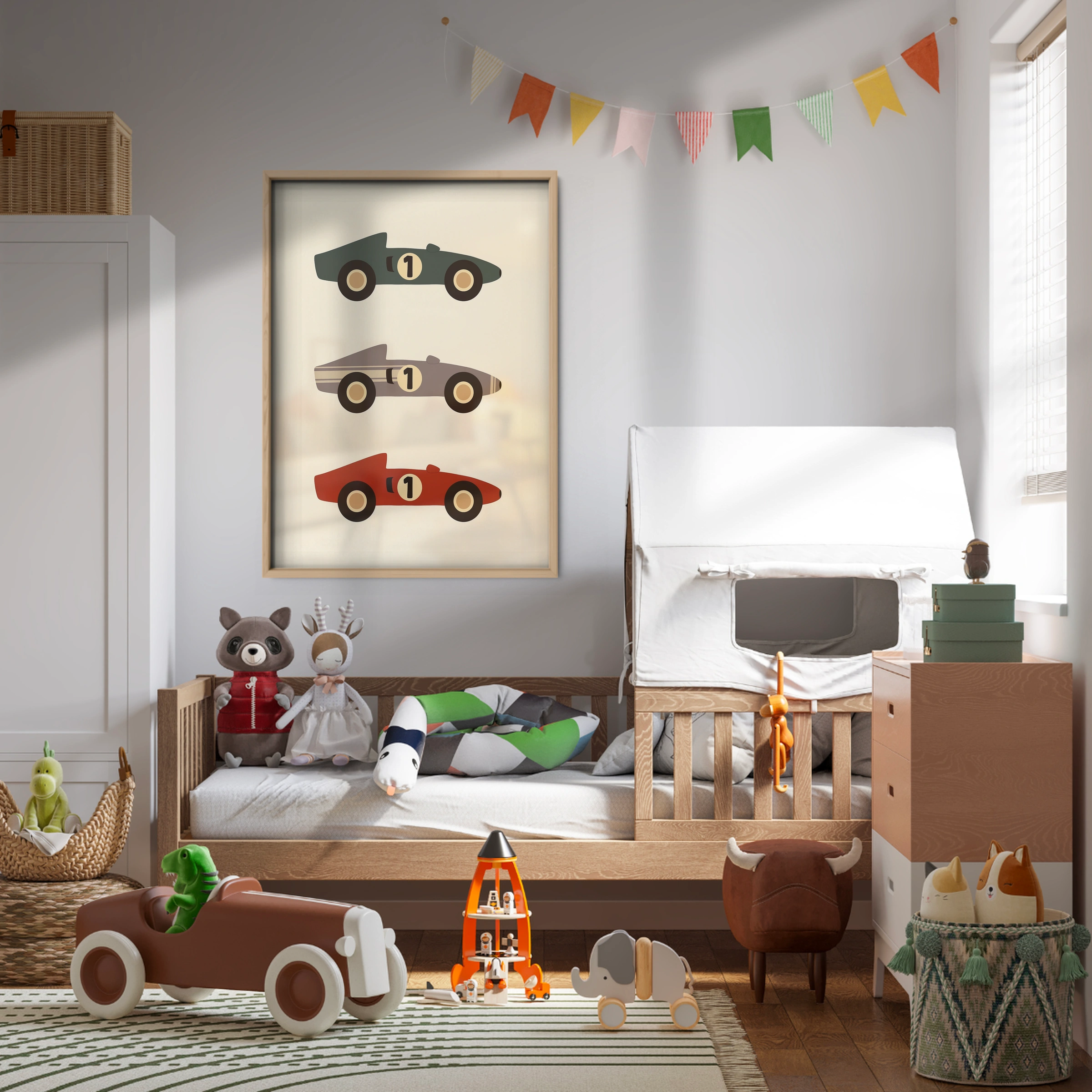 Number One Race Cars Nursery Print