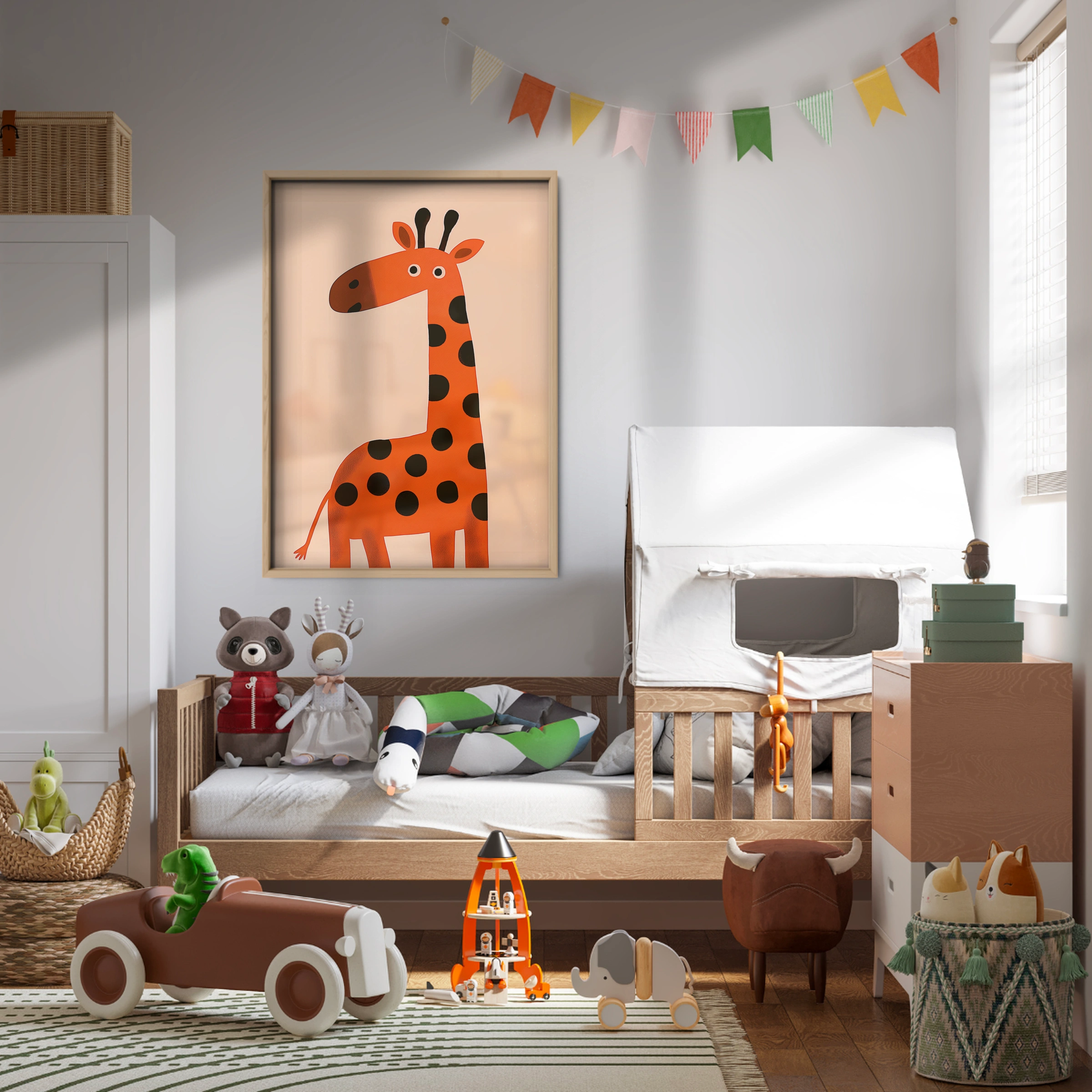 Orange Giraffe Nursery Print