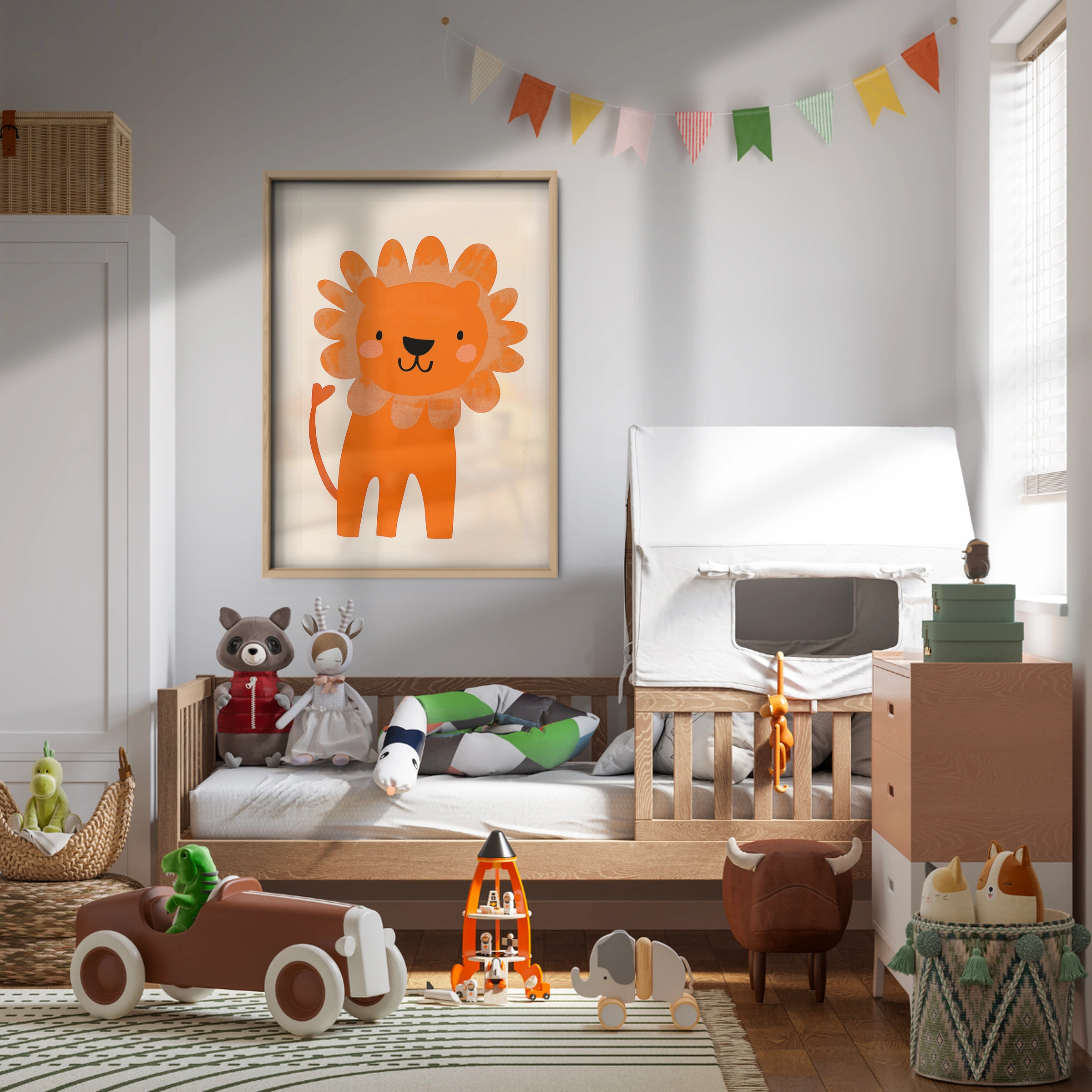 Orange Lion Nursery Print