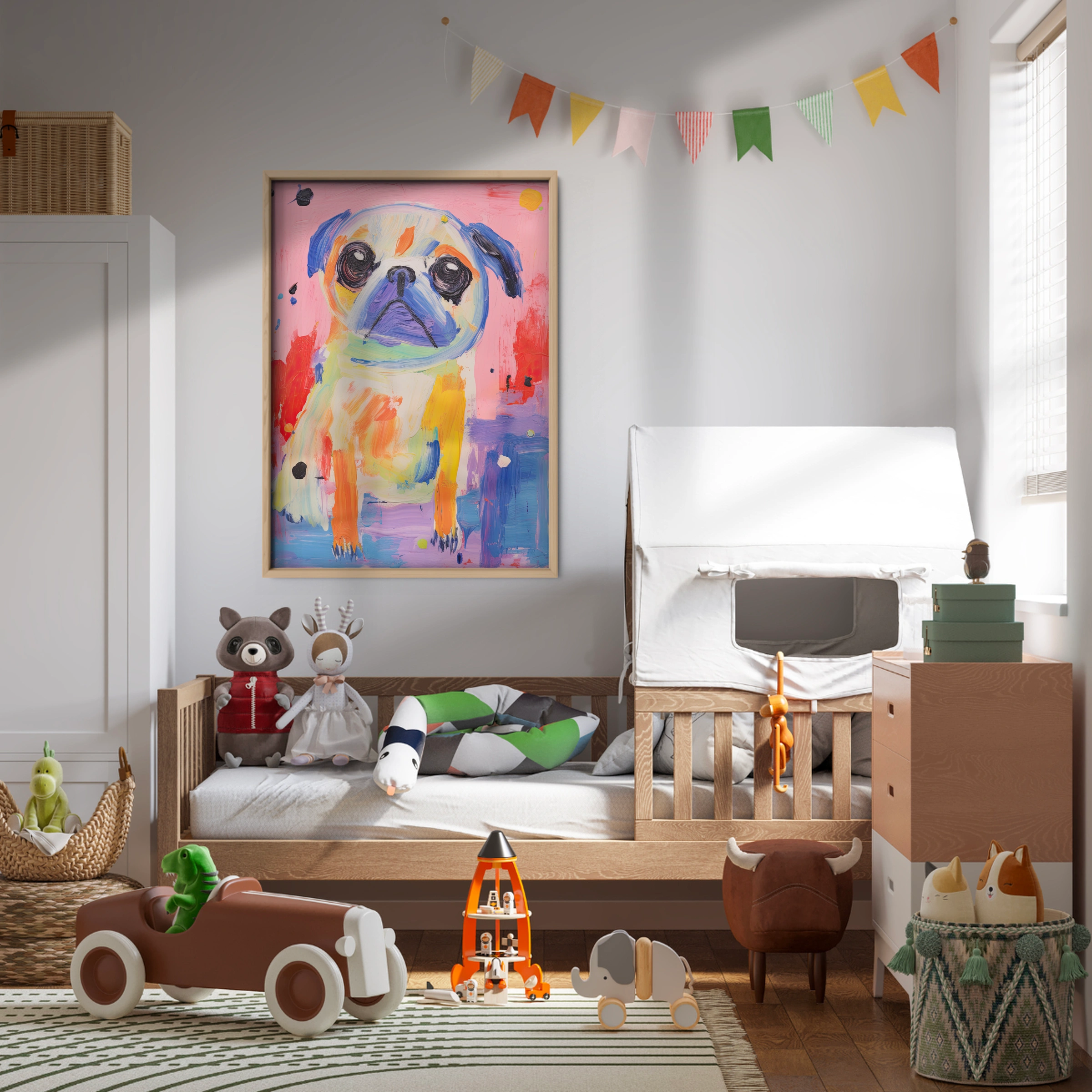 Painted Pug Nursery Print