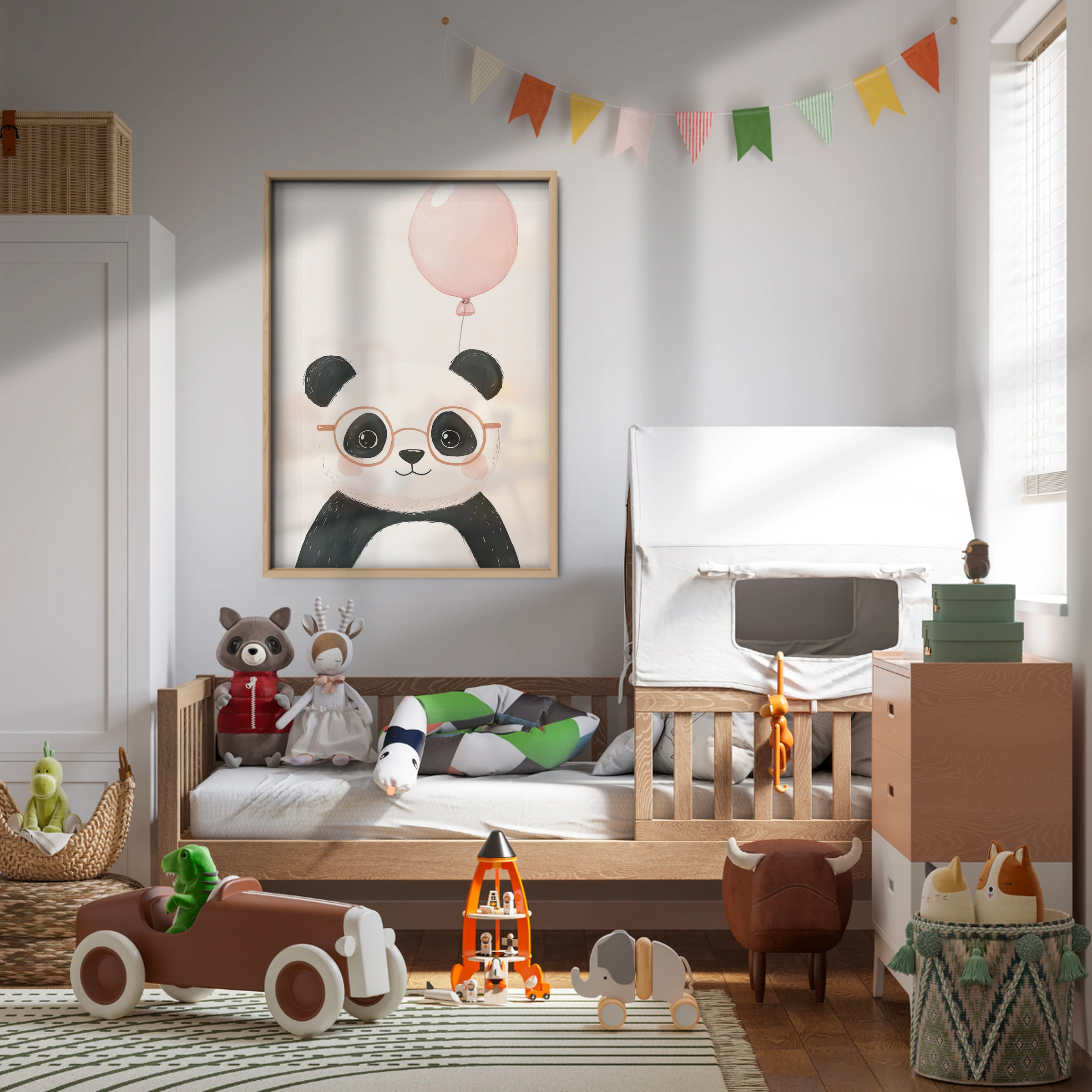 Panda with Balloon Nursery Print