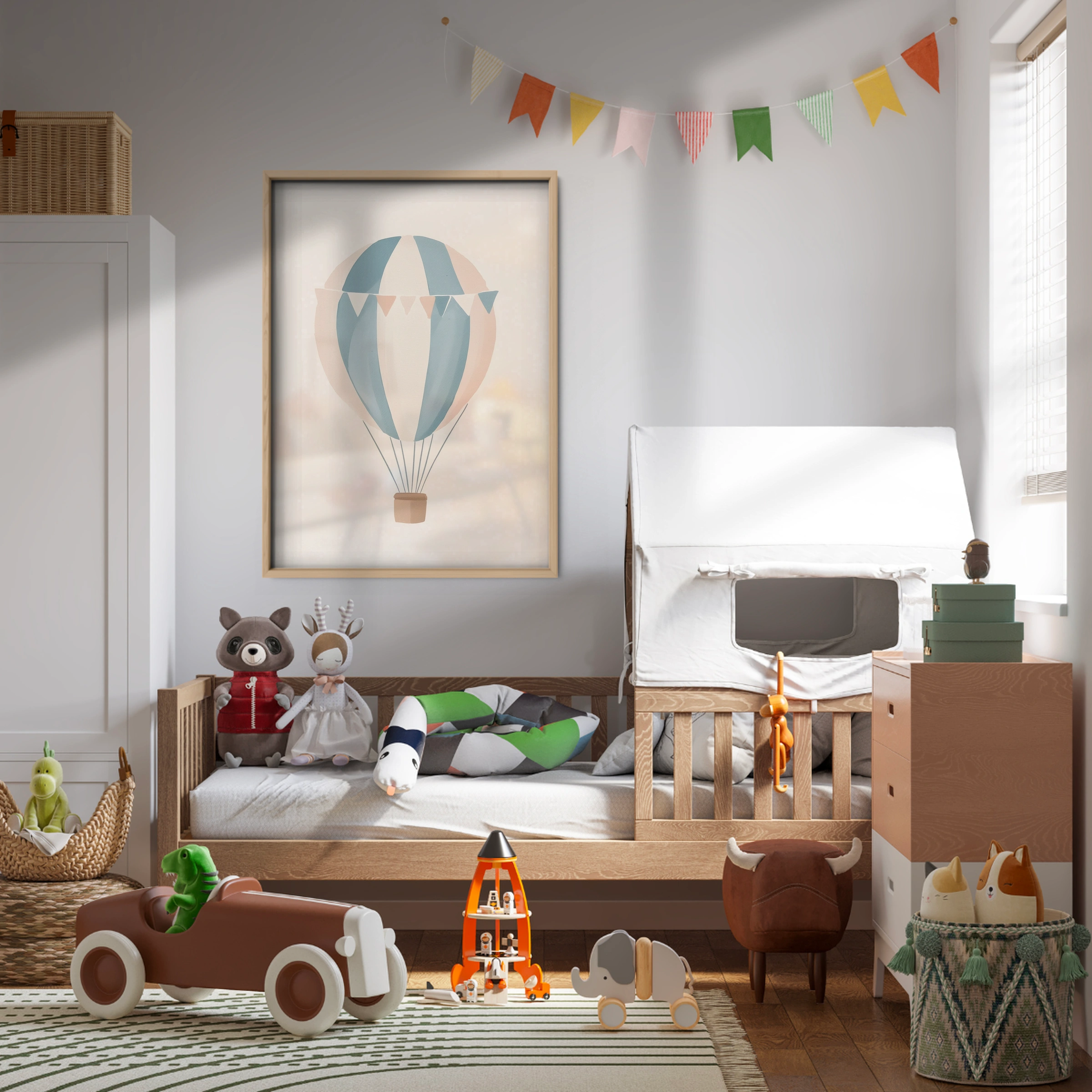 Pastel Hot Air Balloon Nursery Print