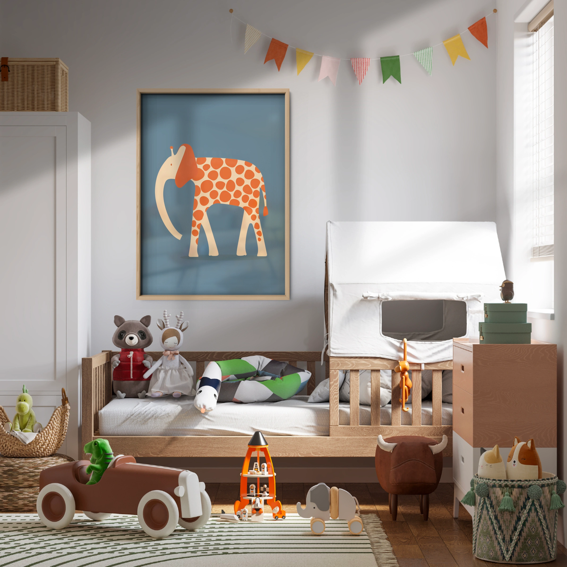 Patterned Elephant Nursery Print