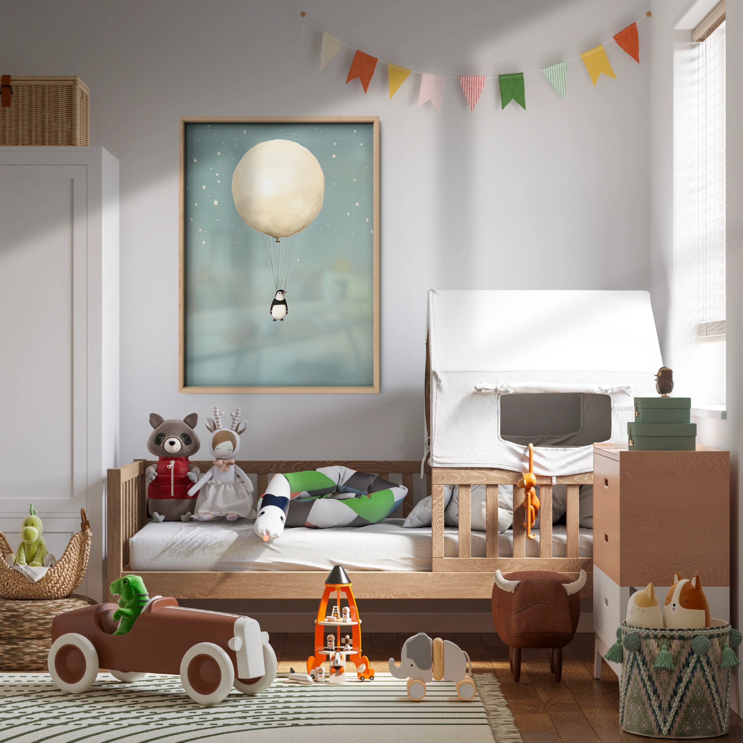 Penguin Balloon Nursery Print