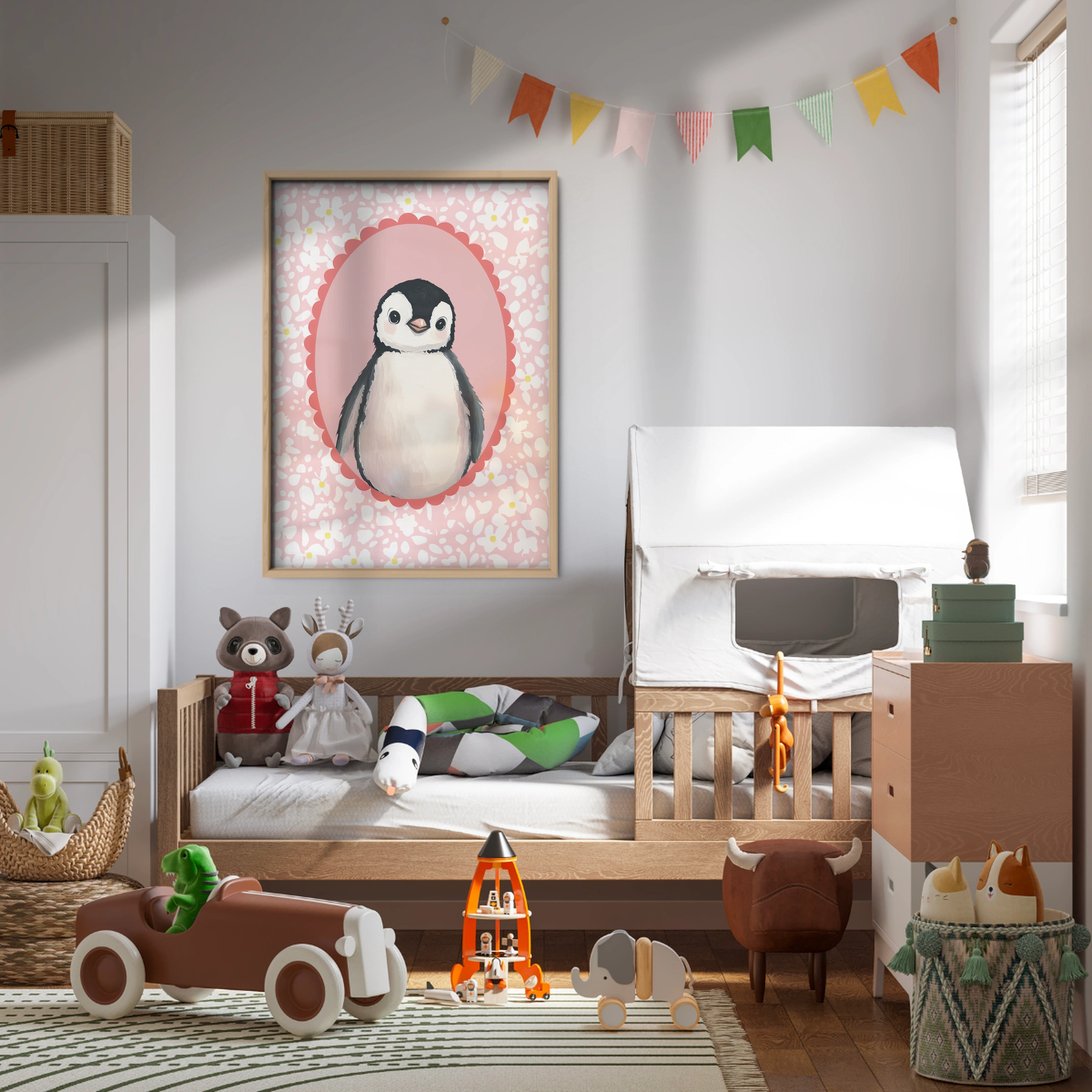 Penguin Cameo Nursery Print