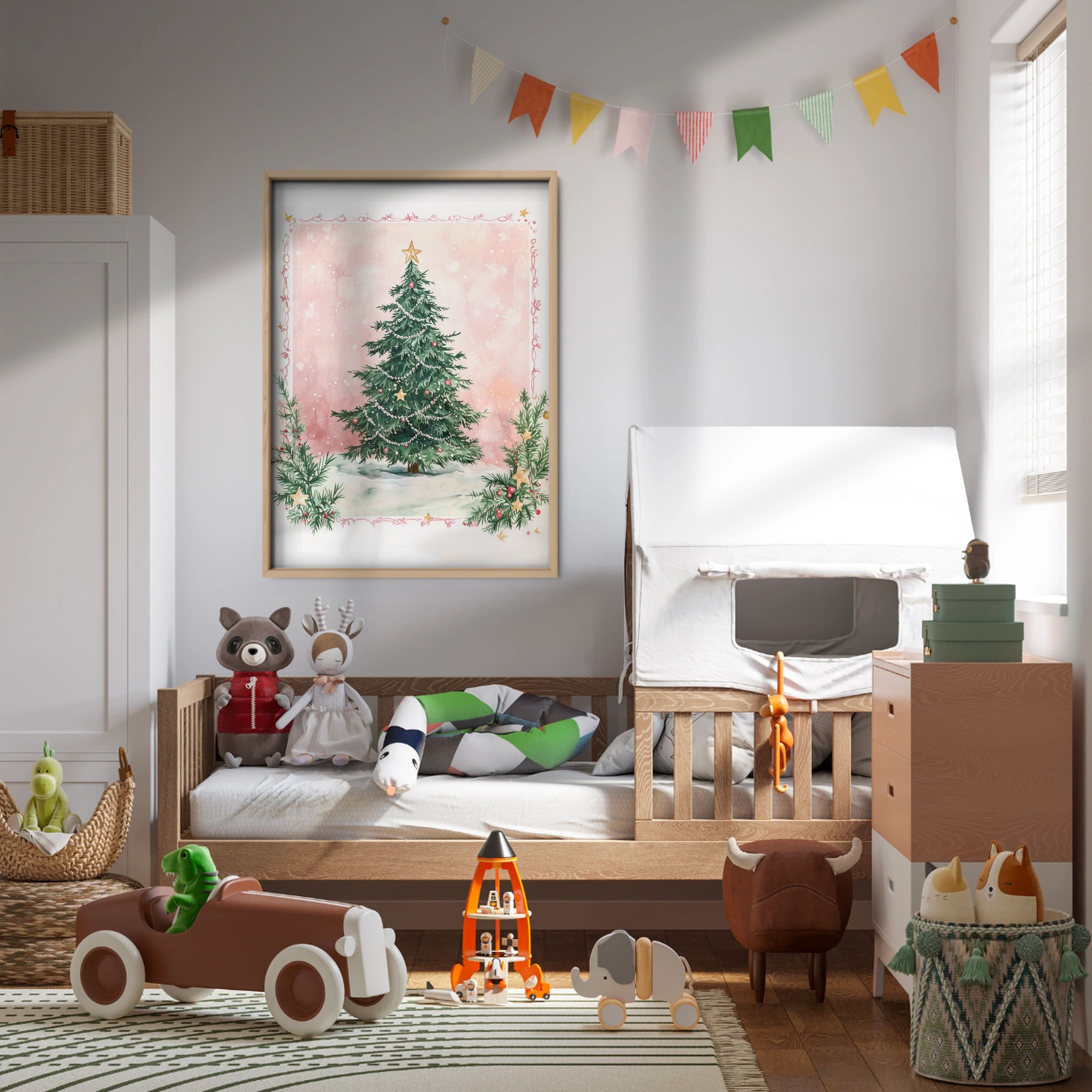 Pink Christmas Tree Two Print