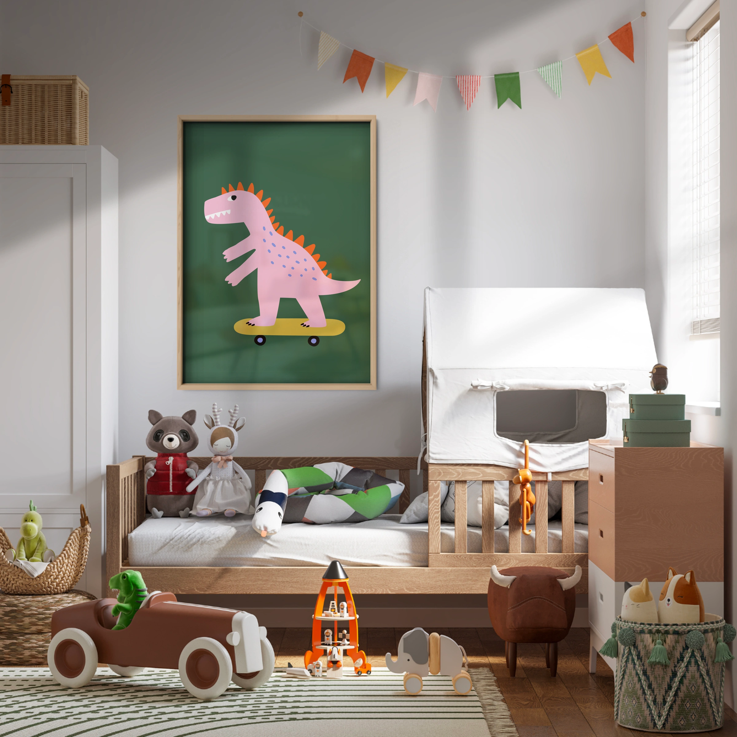 Pink Dinosaur Nursery Print