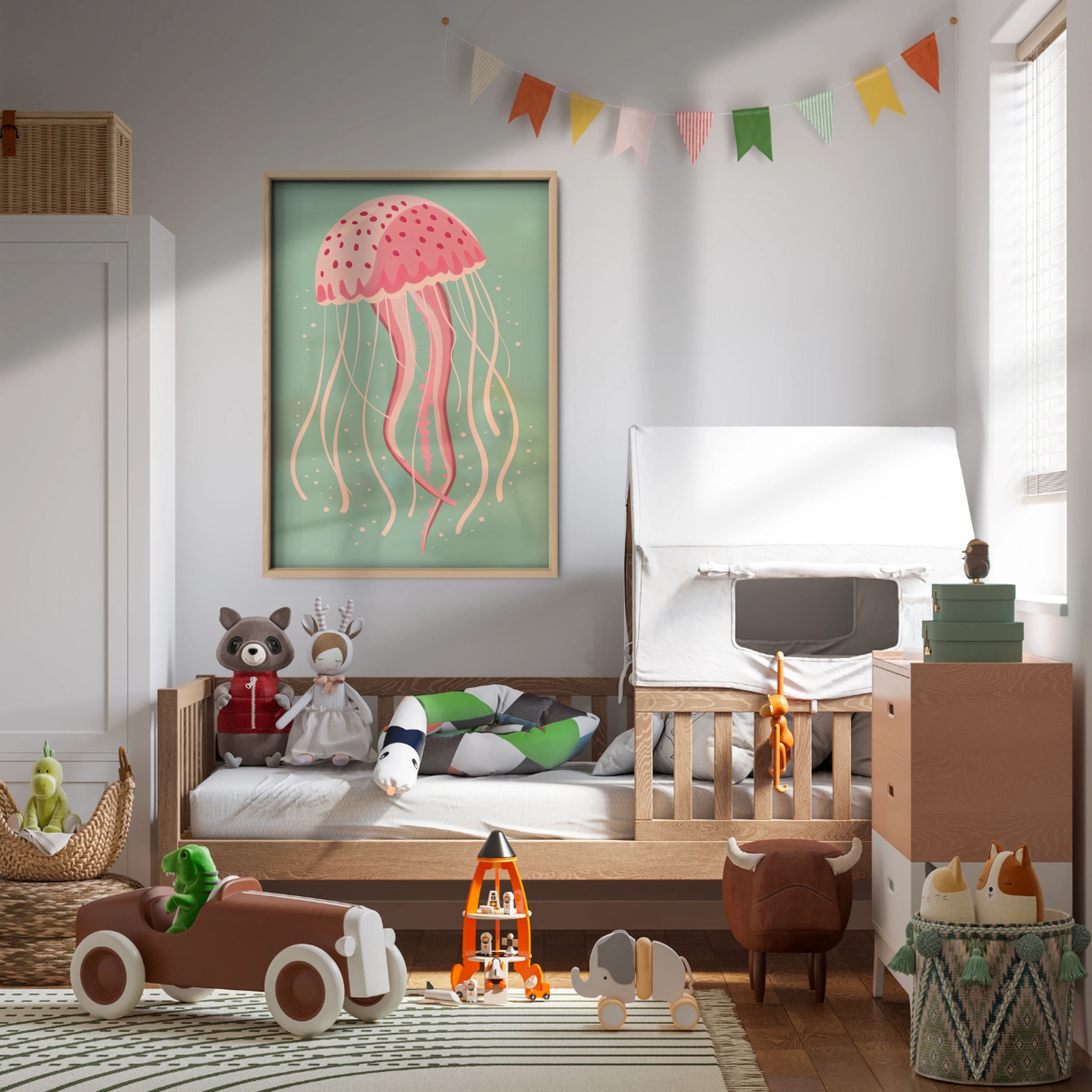Pink Jellyfish Nursery Print