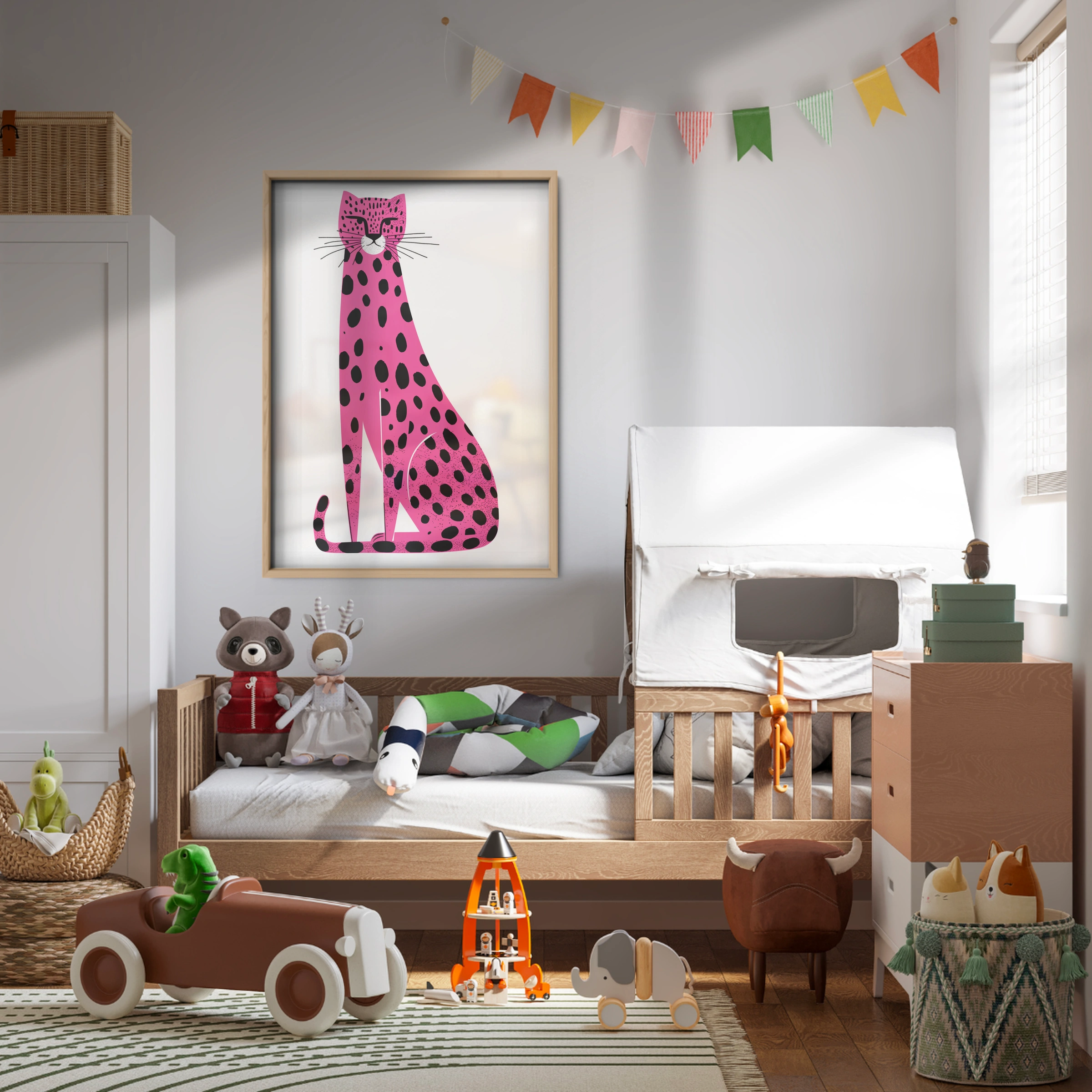 Pink Leopard Nursery Print