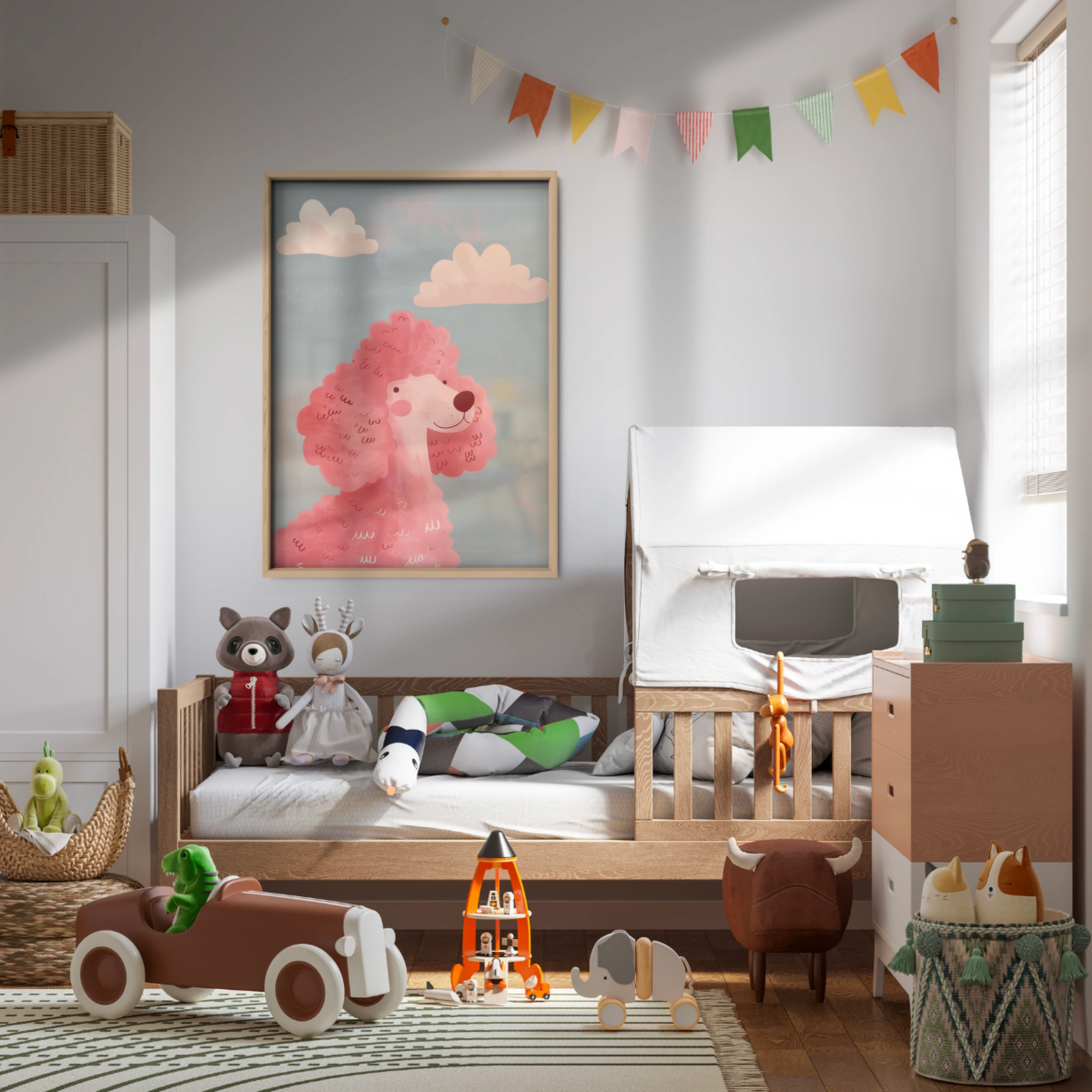 Pink Poodle Nursery Print