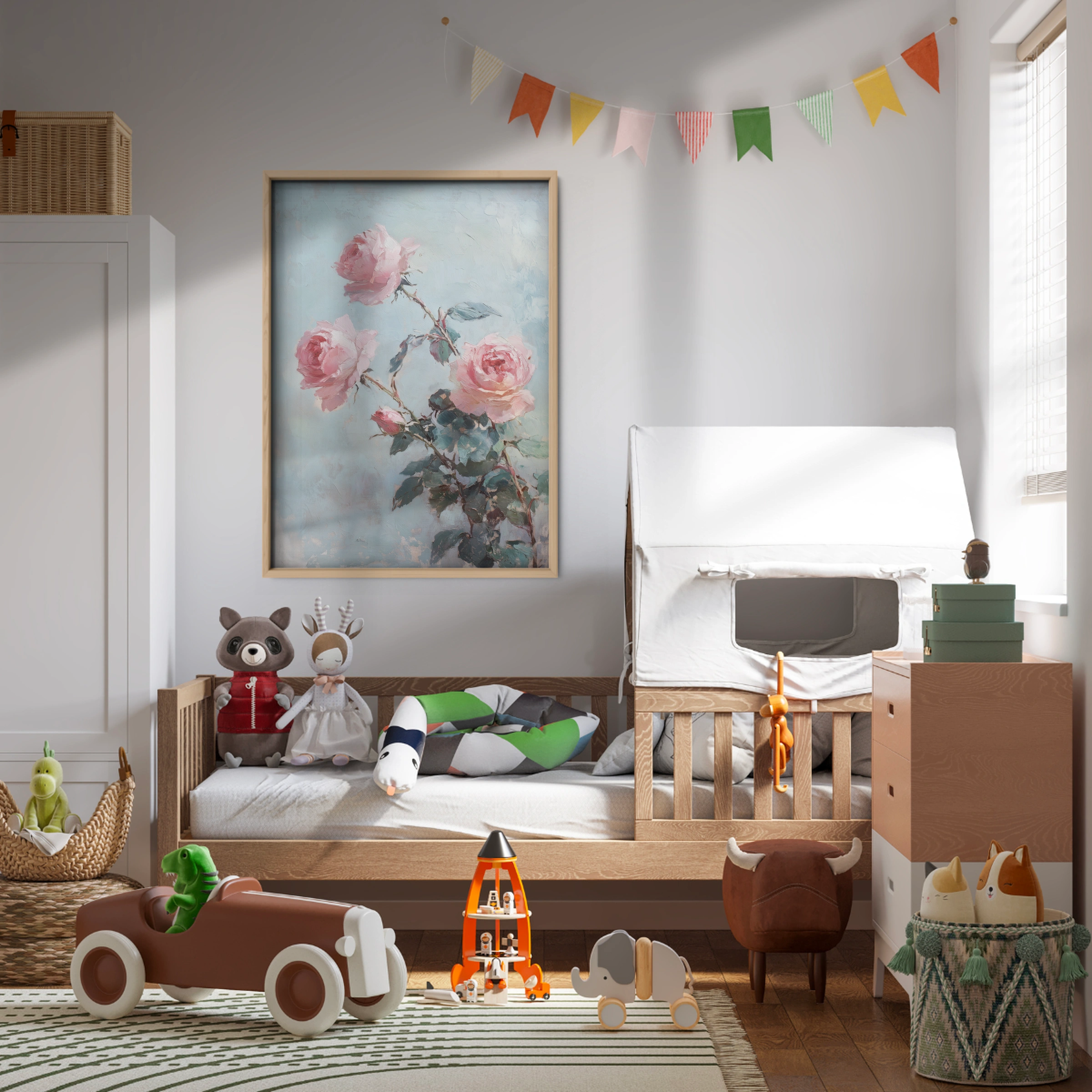 Pink Roses in Bloom Nursery Print
