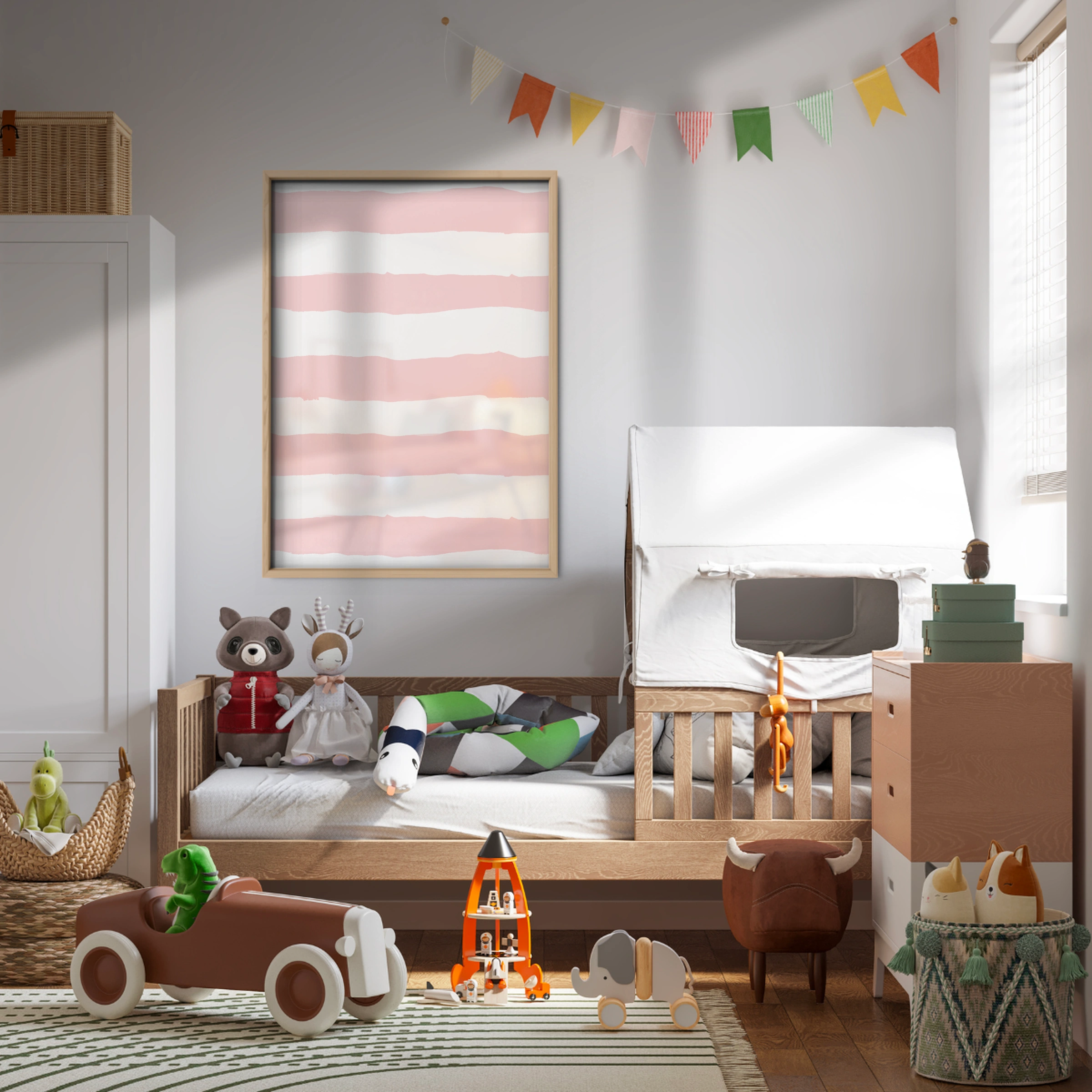 Pink Stripes Nursery Print