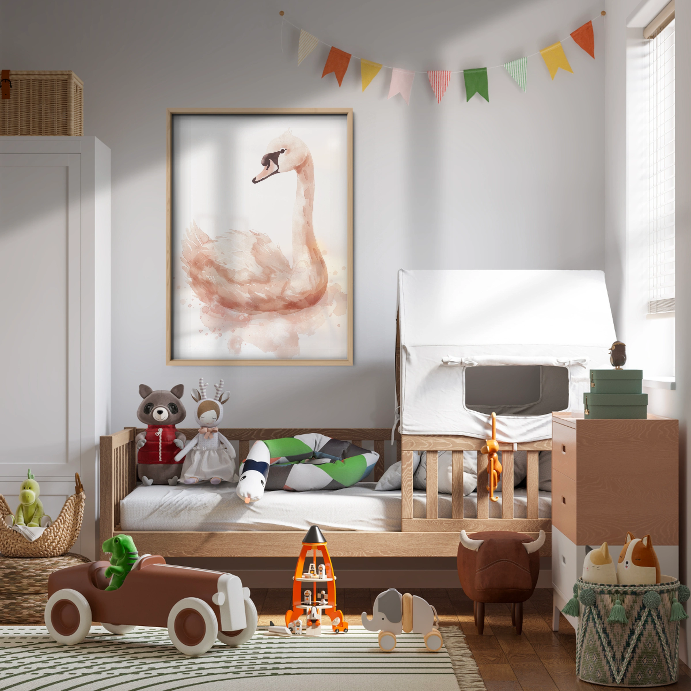 Pink Swan Nursery Print