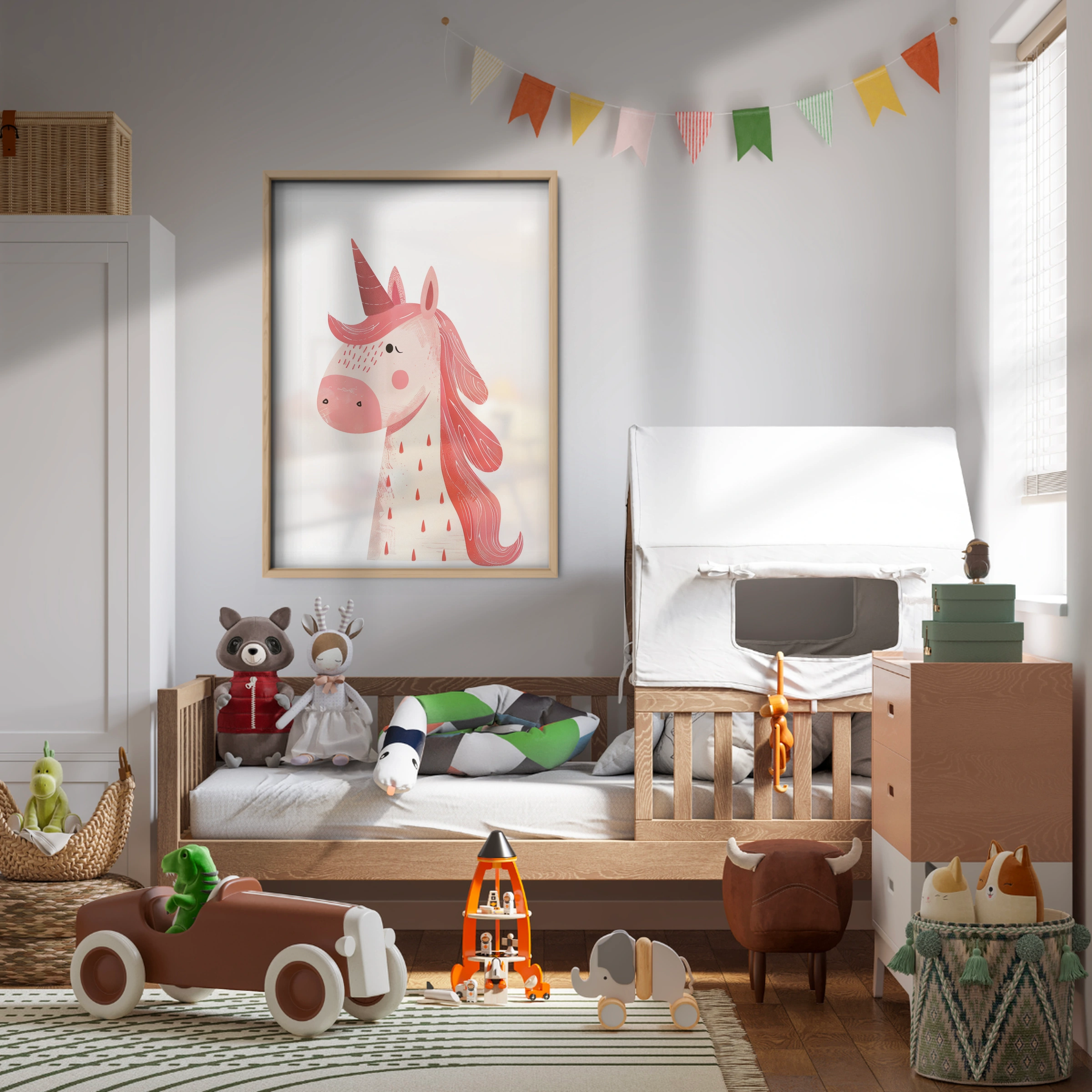 Pink Unicorn Nursery Print