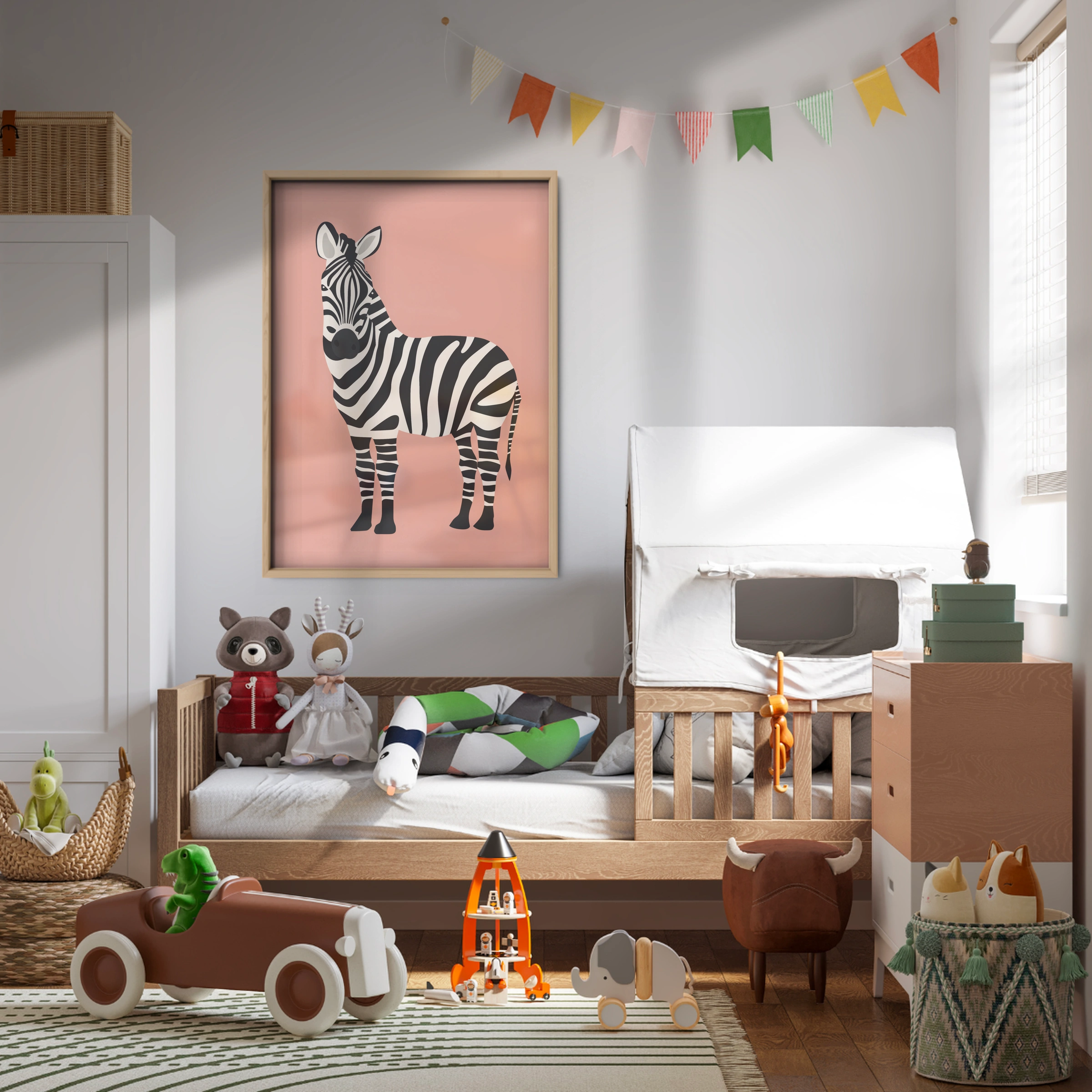 Pink Zebra Nursery Print