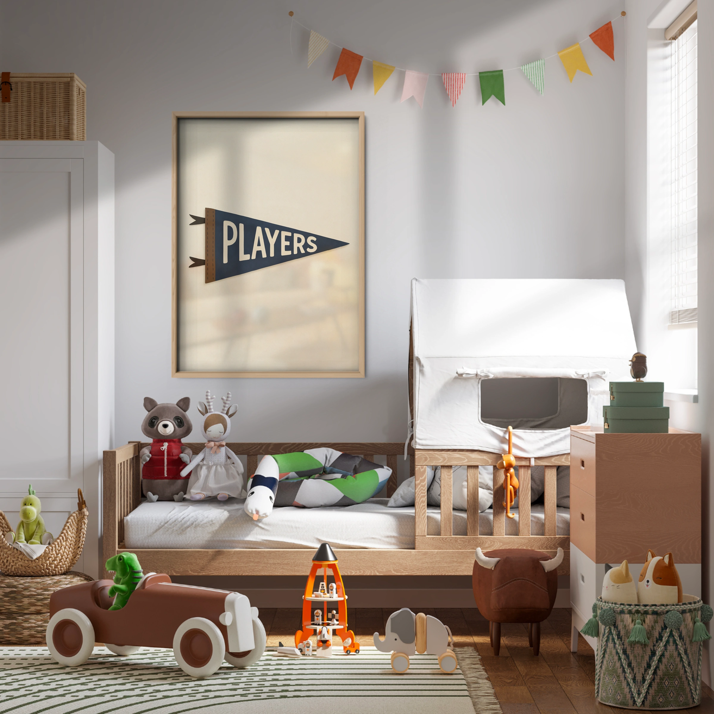Players Pennant Nursery Print - kids room wall art print