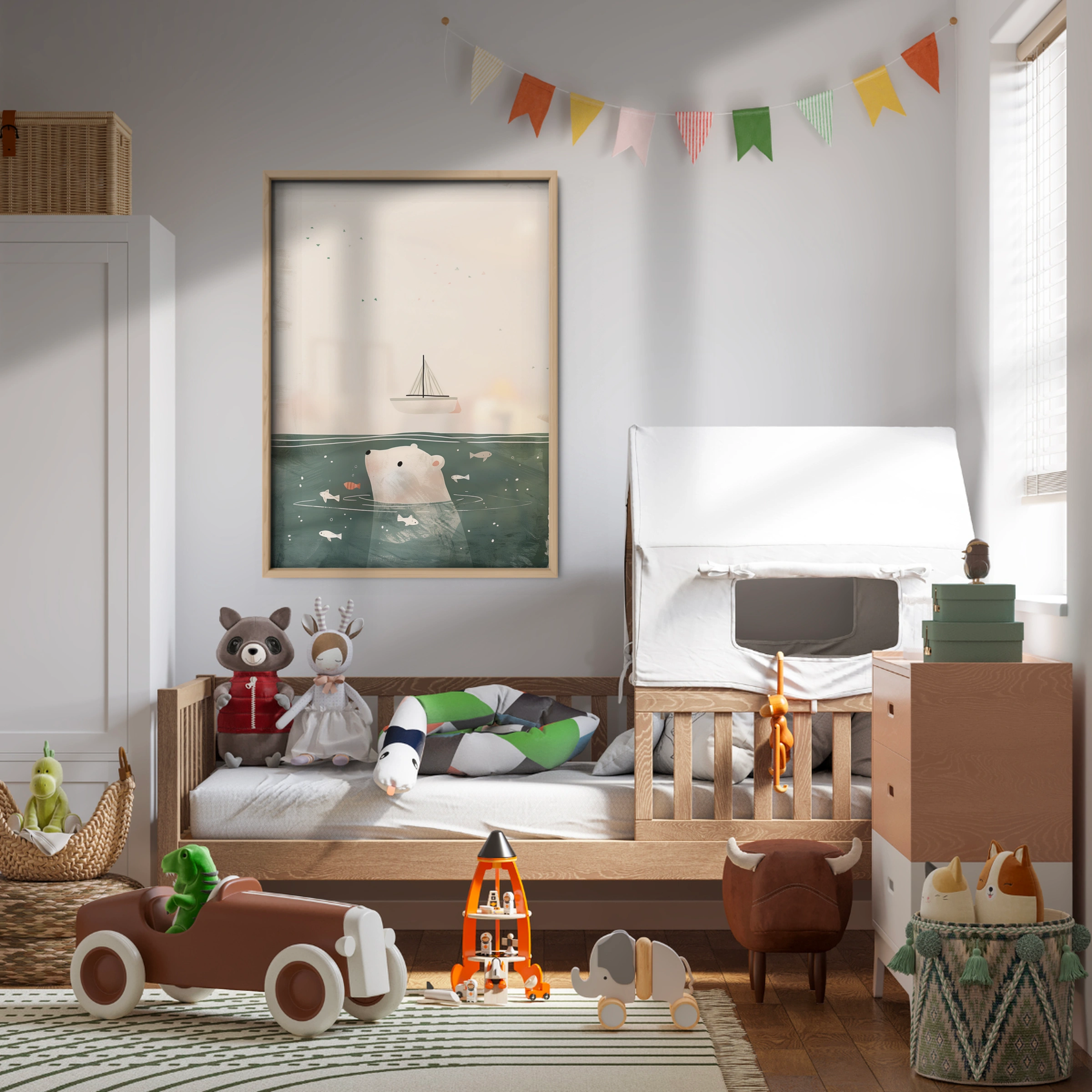 Polar Bear in the Sea Nursery Print
