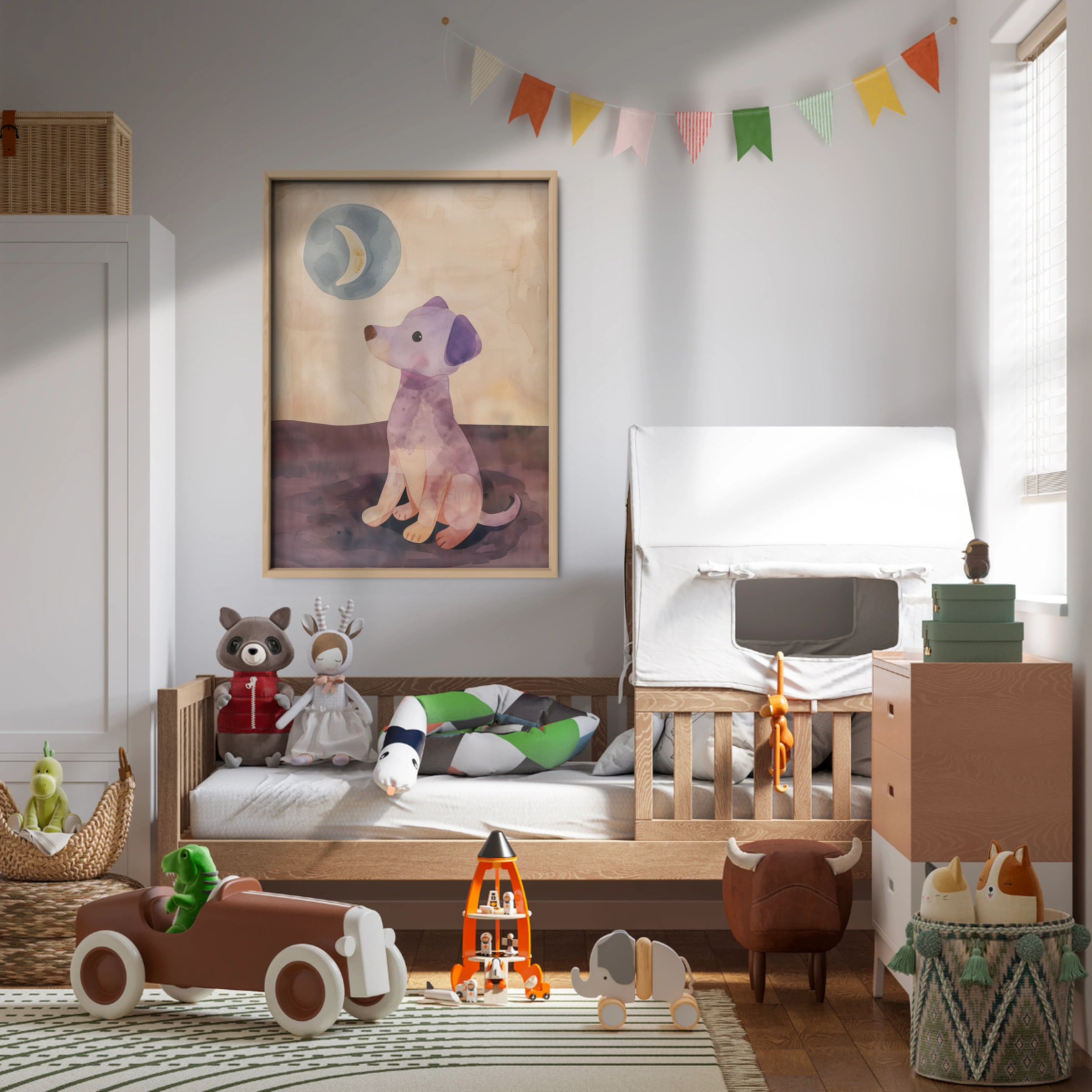 Puppy and the Moon Nursery Print